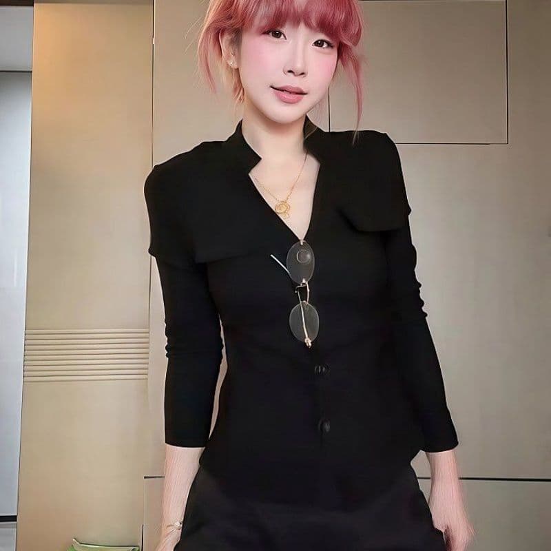 원본 원단 디자인 센스 몸매 가꾸기 슬림해 보이는 긴팔 맨위 봄 가을 새로운 고급 센스 카디건 코트