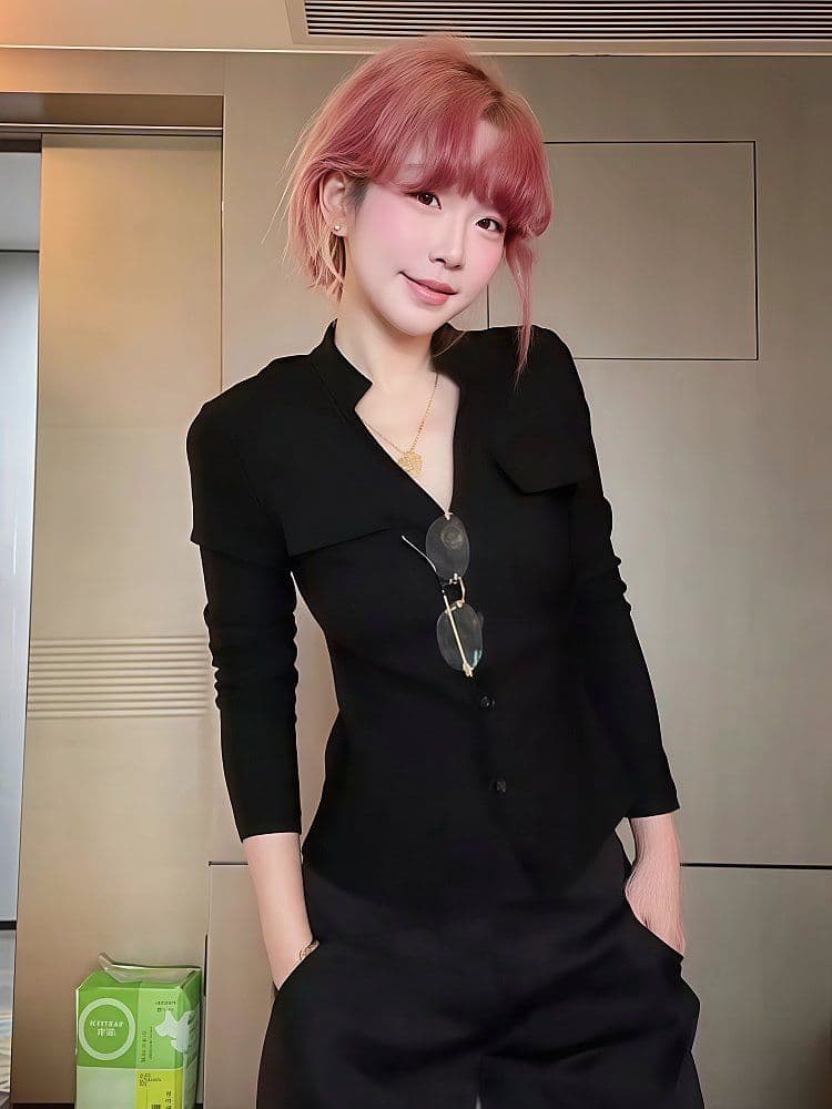 원본 원단 디자인 센스 몸매 가꾸기 슬림해 보이는 긴팔 맨위 봄 가을 새로운 고급 센스 카디건 코트 상세 이미지 2