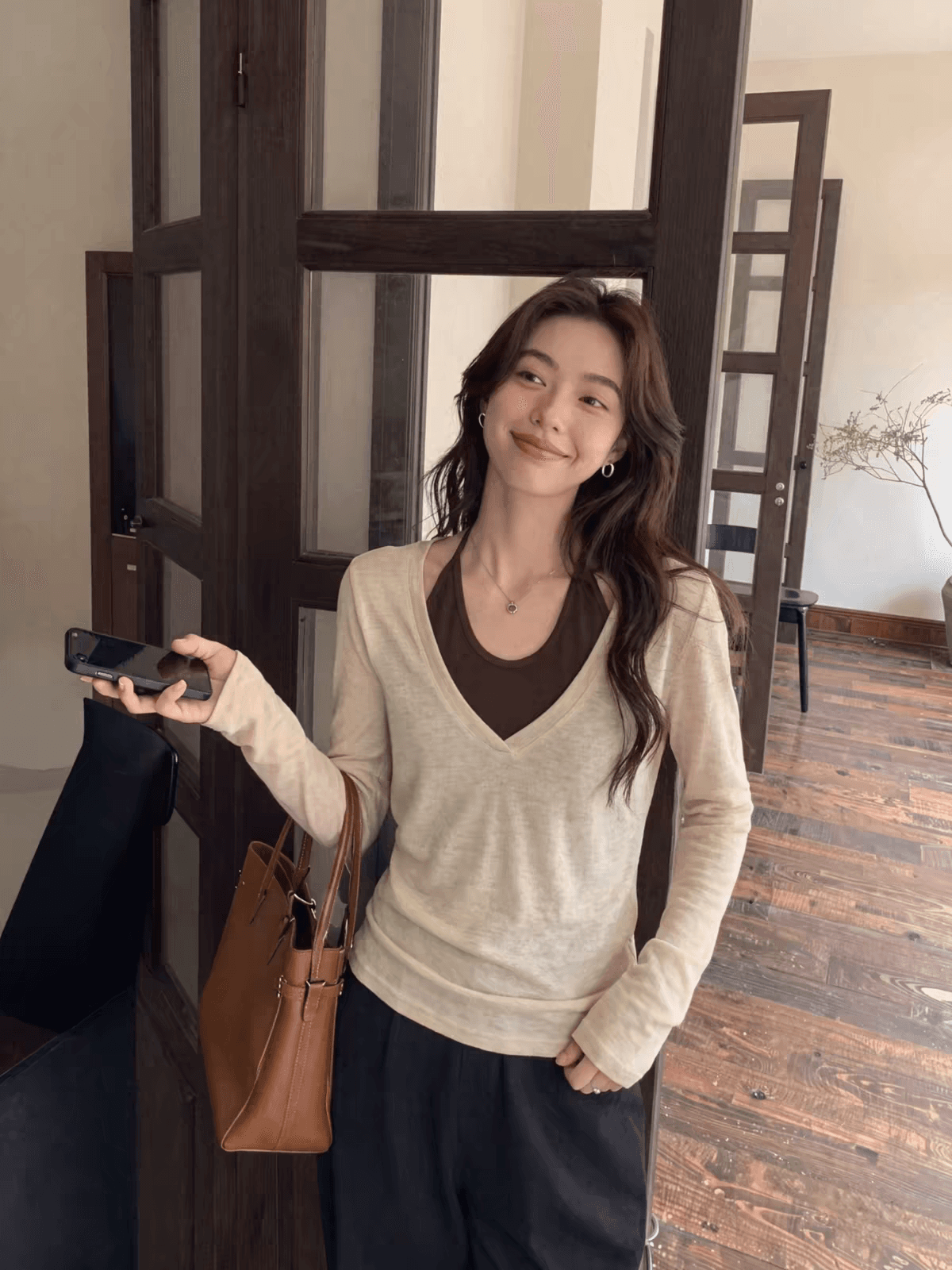 광저우 원단 사람들 면 와 사고 방식 260 그램 한 부서 긴팔 티셔츠 여성 행침 목 슬립 투피스 세트