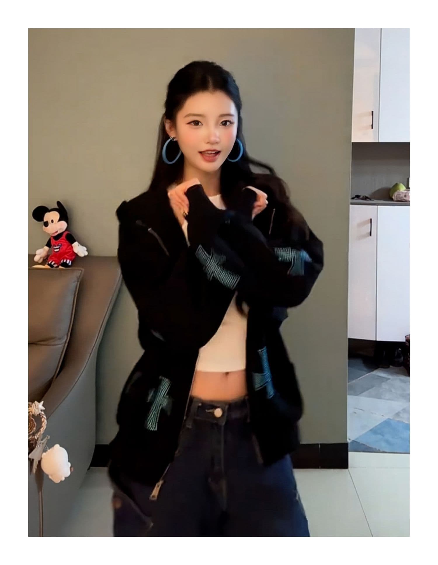 순수한 Mianhua 면 핫픽스 아메리칸 가을 겨울 맨위 십자가 후드 오픈 가디건 루즈핏 조수 브랜드 후드티 여성 코트 상세 이미지 2