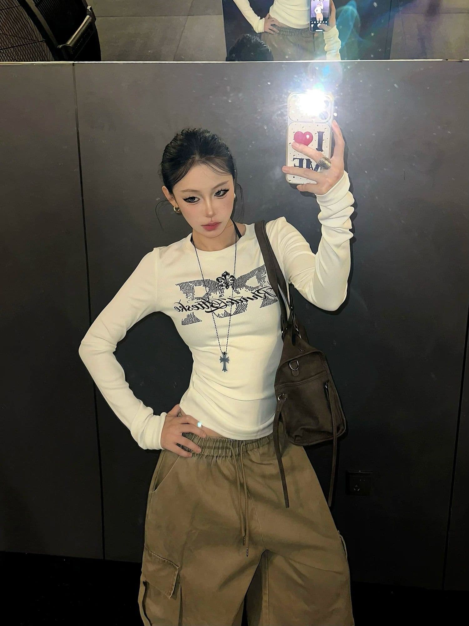 40 오스트리아 세대 서울 220 그램 92 면 8 암모니아 Lun 프린트 몸매 가꾸기 긴팔 티셔츠 여성 이미지 4