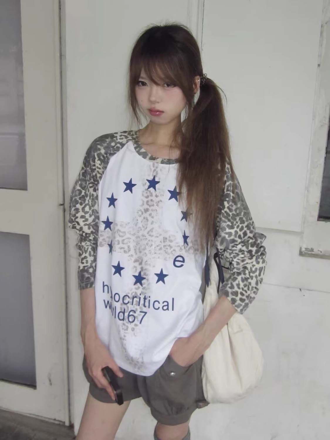 좋은 품질 솜씨 프린트 원본 순수한 Mianhua 남편 그리드 삽입 어깨 소매 길이 소매 티셔츠 여성 상세 이미지 5