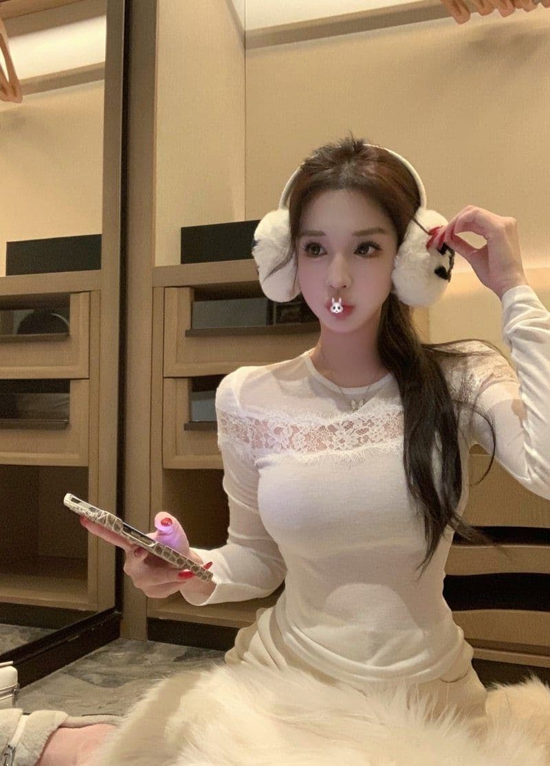 260 그램 사람들 면 순수한 욕망 핫걸 바람 마이크로 ~을 통해 홀로우 아웃 레이스 조각 기본 셔츠 여성 가을 몸매 가꾸기 긴팔 맨위 상세 이미지 9