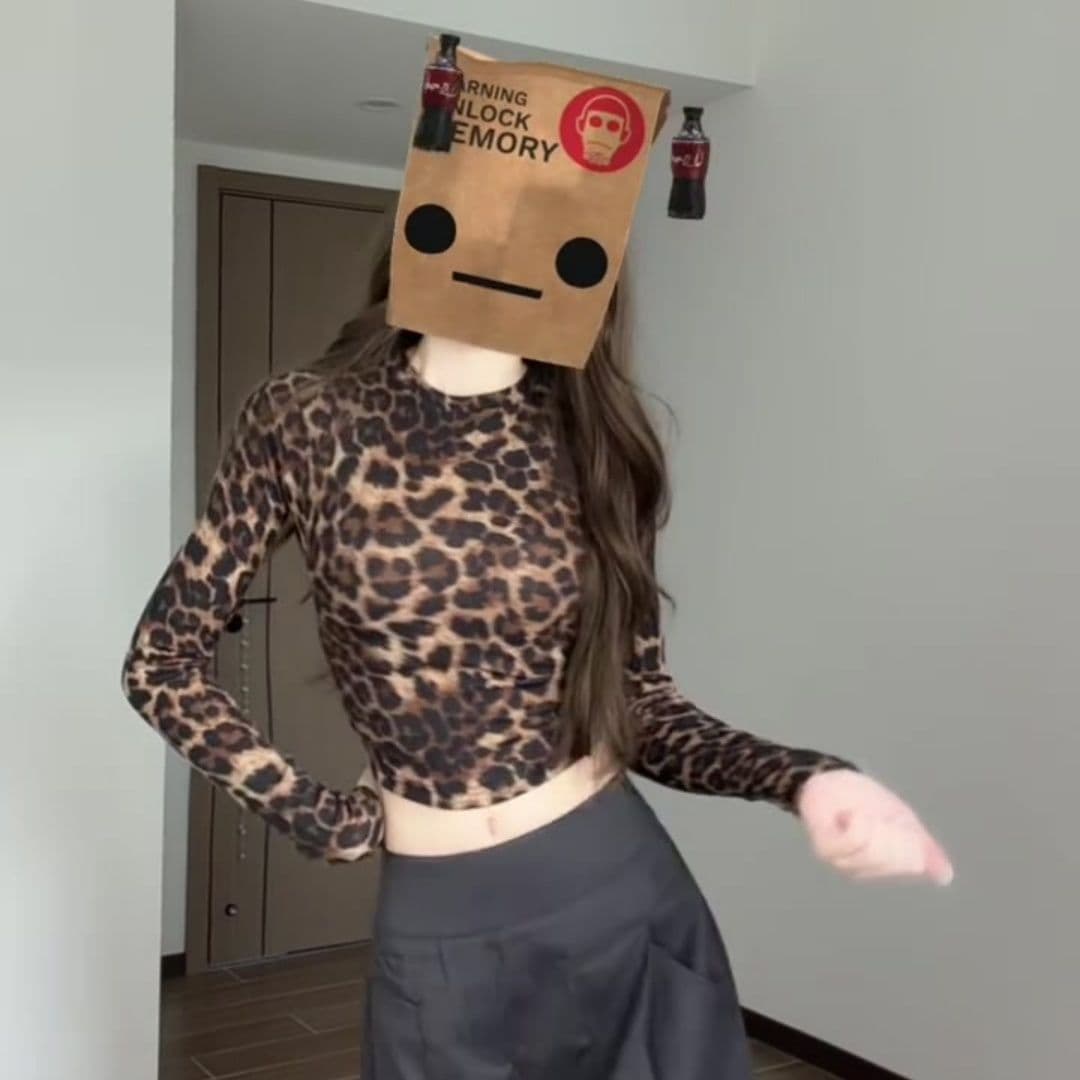 레트로 레오파드 무늬 프린트 타이트 쇼트 스타일 티셔츠 가을 겨울 소녀 핫걸 몸매 가꾸기 맨위 상세 이미지 7