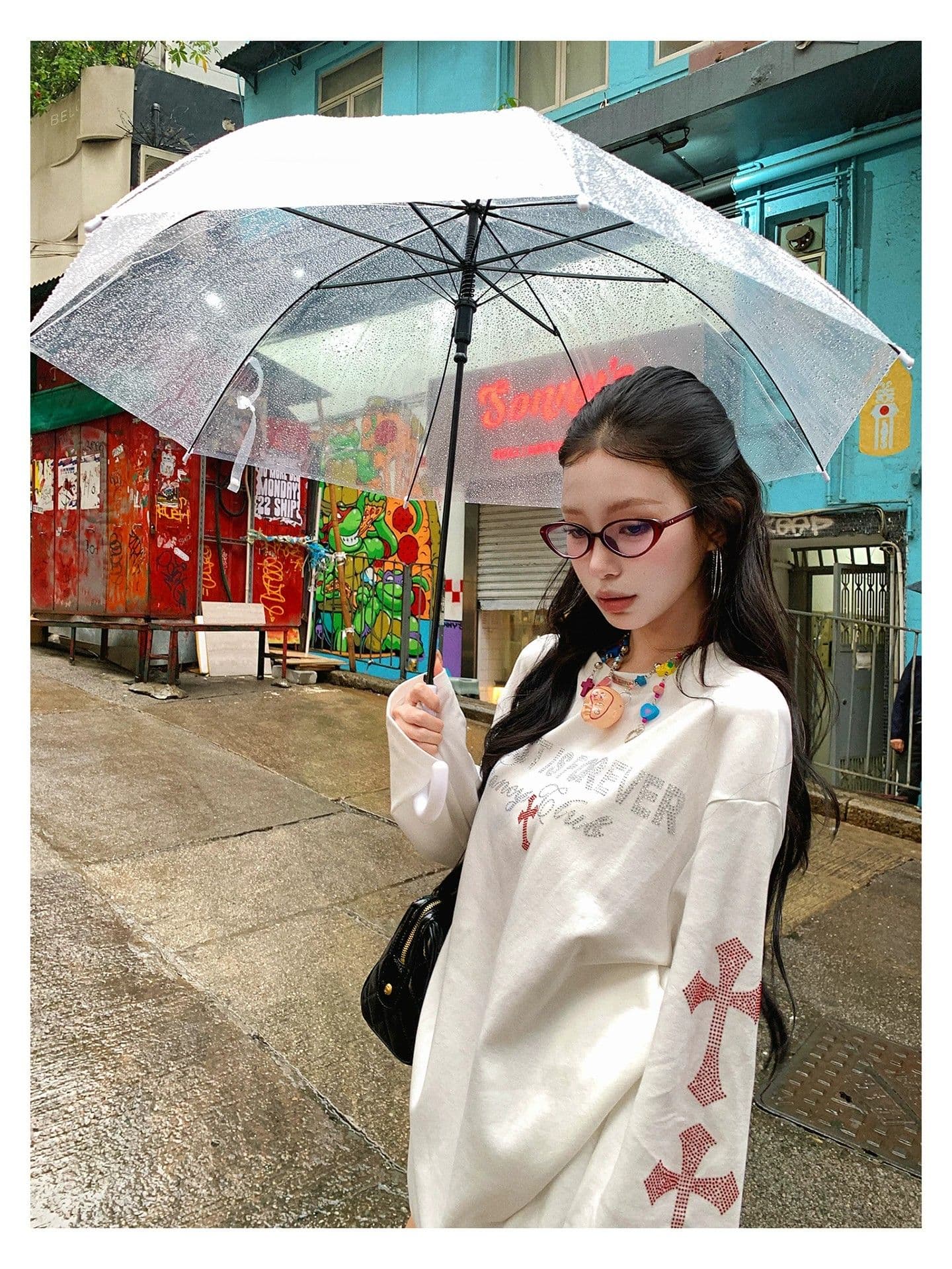 원본 것 알파벳 핫픽스 긴팔 티셔츠 여성 이른 봄 착용 가져 가라. 루즈핏 맨위 상세 이미지 13