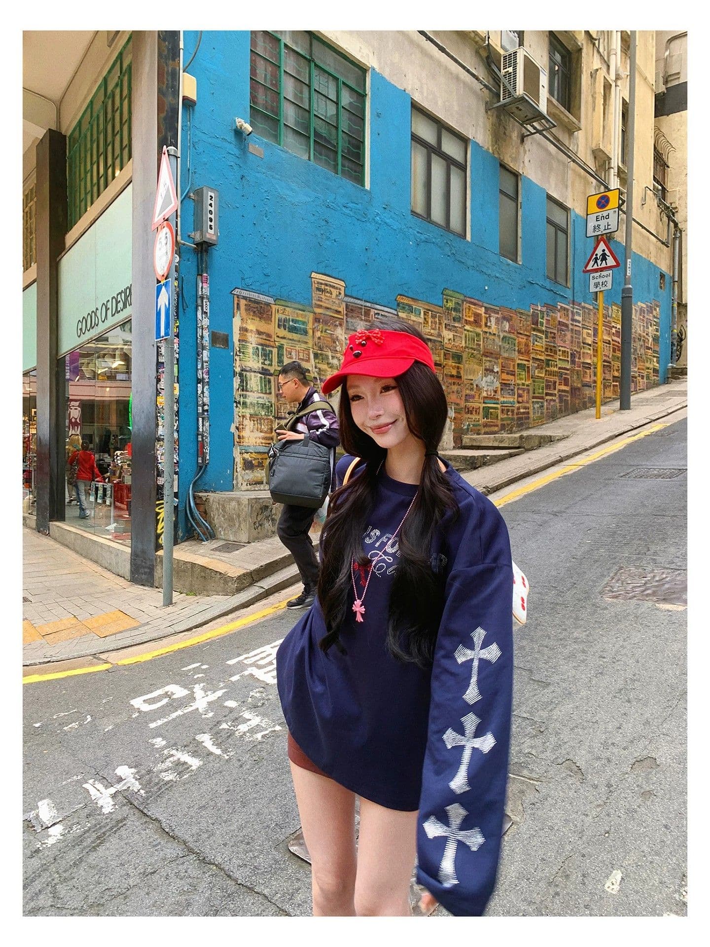 원본 것 알파벳 핫픽스 긴팔 티셔츠 여성 이른 봄 착용 가져 가라. 루즈핏 맨위 상세 이미지 20