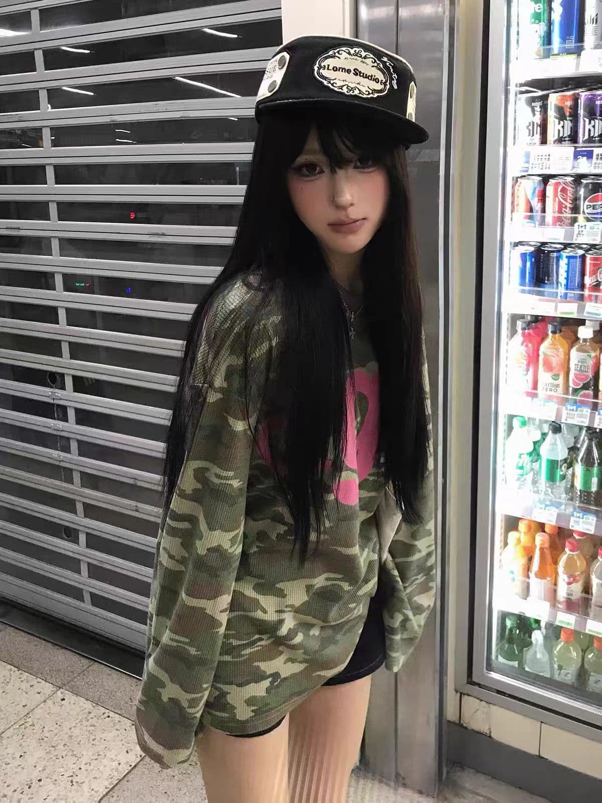 광저우 후아 남편 그리드 원본 크기 이후 패키지 칼라 프린트 카모플라주 티셔츠 남녀 맨위 상세 이미지 5