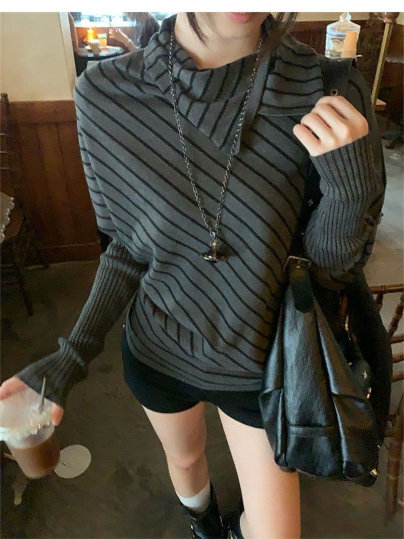 원본 품질 자이언트 잘 생긴 가을 착용 가져 가라. 한 부서 배트윙 소매 빅 사이즈 루즈핏 슬림해 보이는 긴팔 맨위 상세 이미지 11