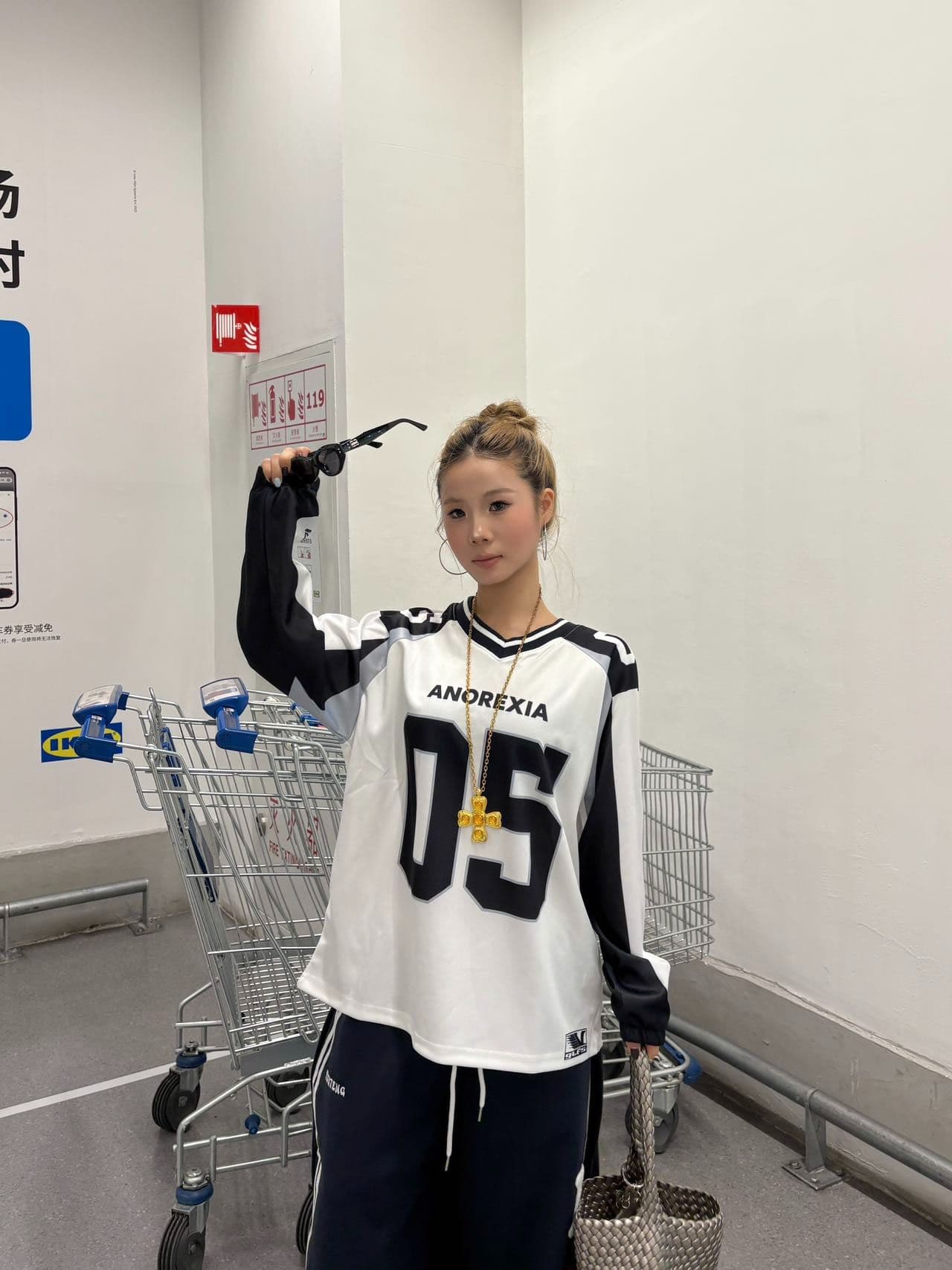 원본 솜씨 원본 저지 원단 아메리칸 레트로 패치워크 배색 5 번 저지 긴팔 티셔츠 남녀 조수 브랜드 가을 상세 이미지 5