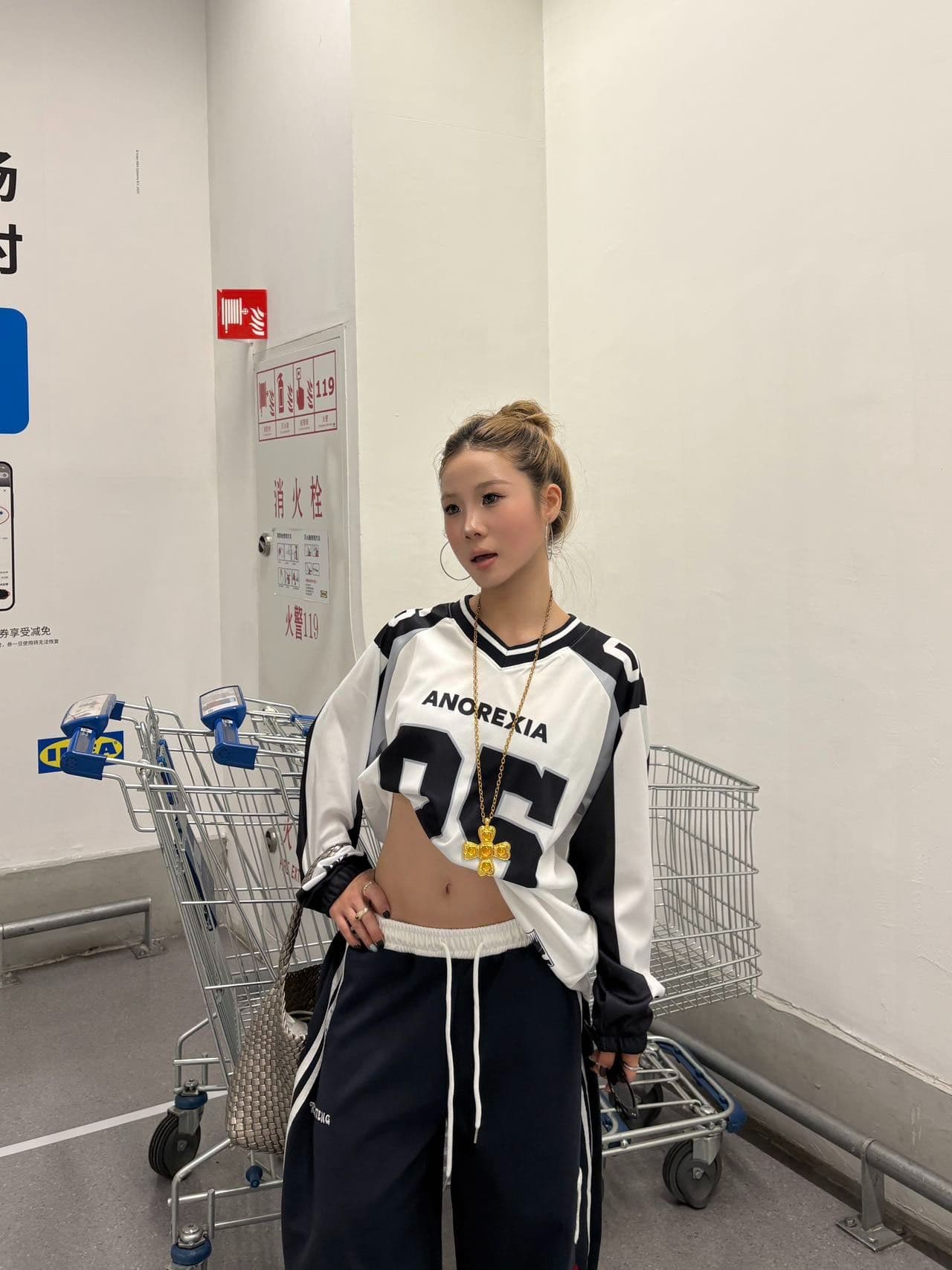 원본 솜씨 원본 저지 원단 아메리칸 레트로 패치워크 배색 5 번 저지 긴팔 티셔츠 남녀 조수 브랜드 가을 상세 이미지 6