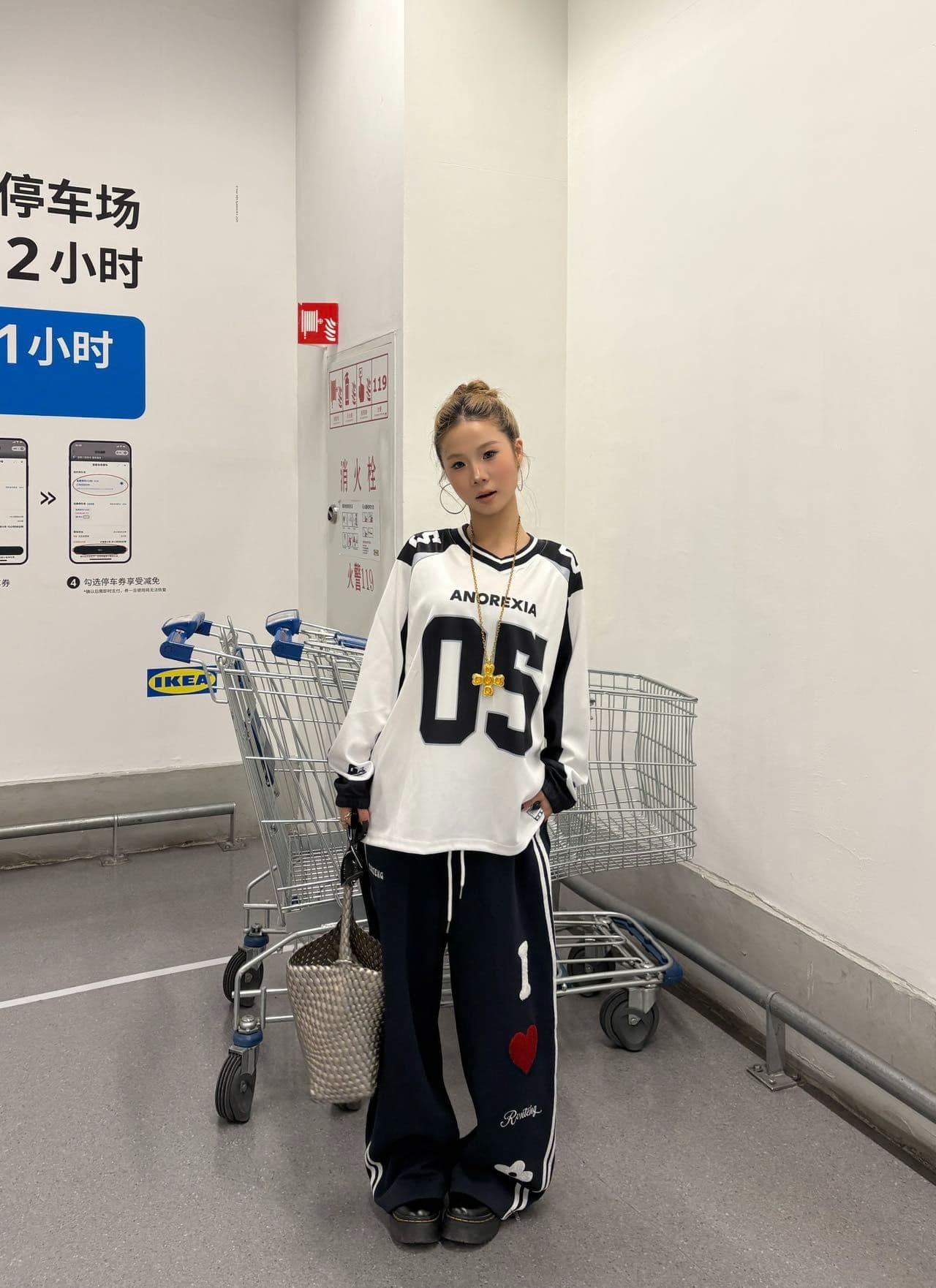 원본 솜씨 원본 저지 원단 아메리칸 레트로 패치워크 배색 5 번 저지 긴팔 티셔츠 남녀 조수 브랜드 가을 상세 이미지 9