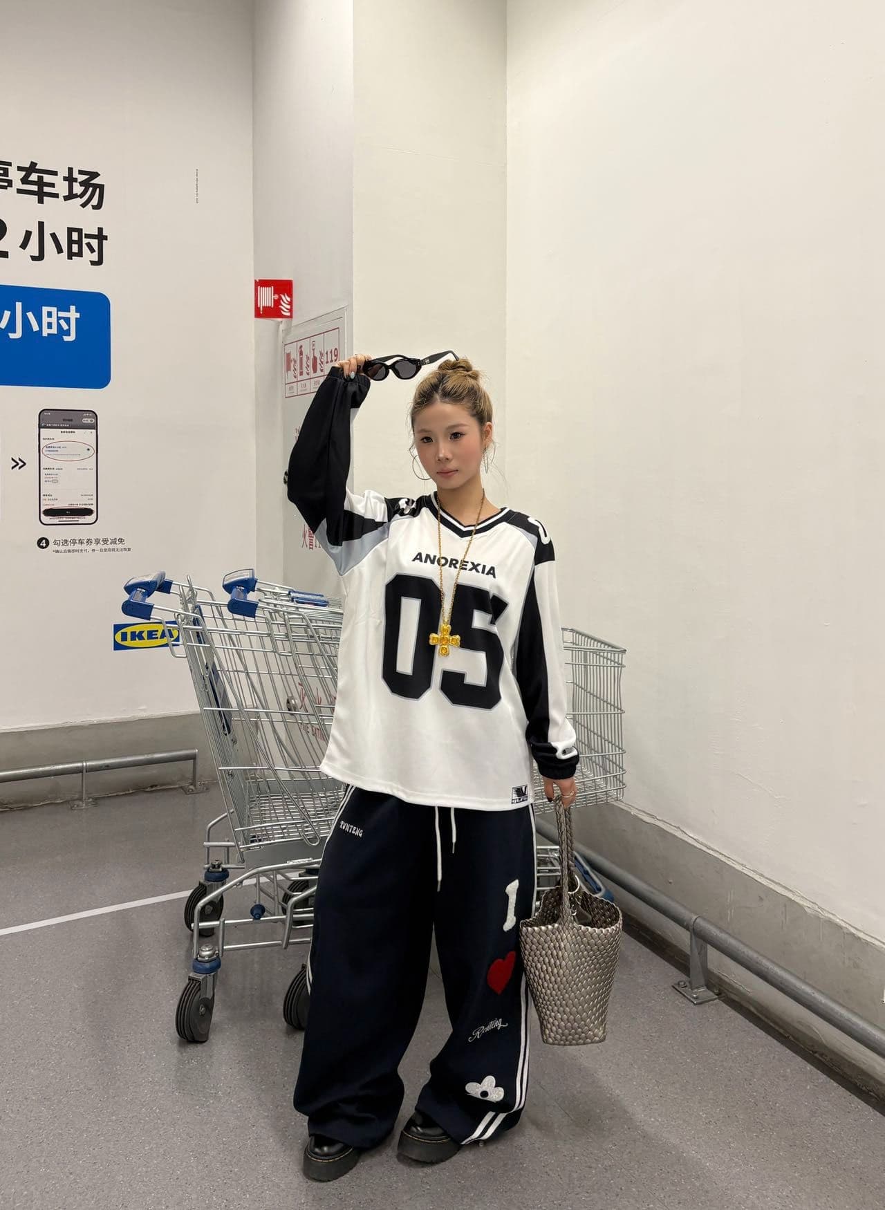 원본 솜씨 원본 저지 원단 아메리칸 레트로 패치워크 배색 5 번 저지 긴팔 티셔츠 남녀 조수 브랜드 가을 상세 이미지 10
