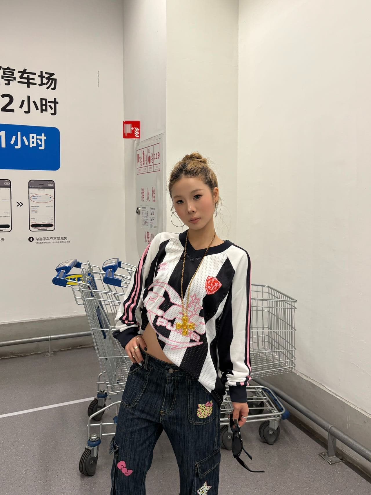 원본 솜씨 원본 저지 원단 아메리칸 높음 거리 메쉬 프린트 긴팔 티셔츠 남녀 커플 조수 브랜드 가을 상세 이미지 5