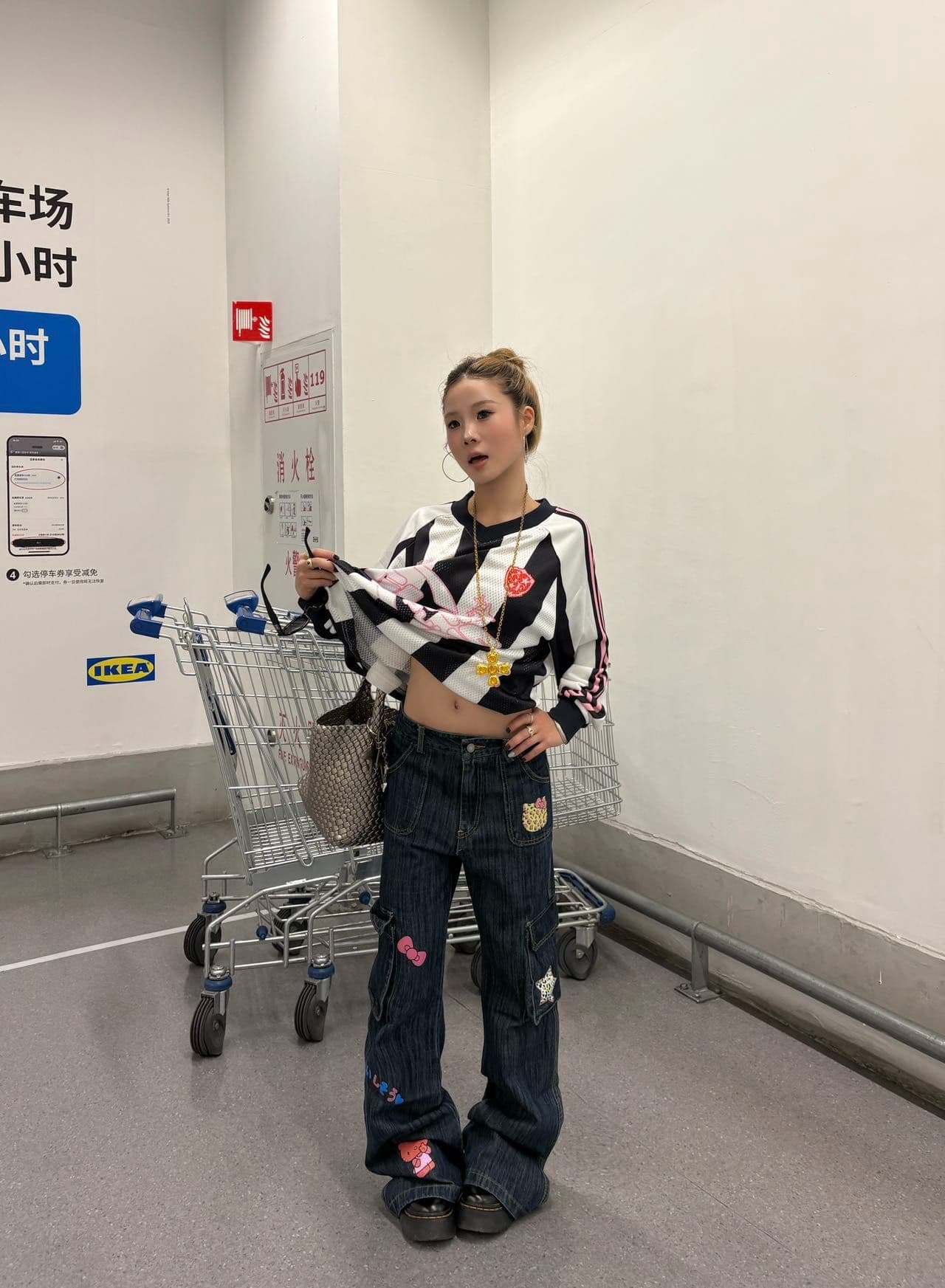 원본 솜씨 원본 저지 원단 아메리칸 높음 거리 메쉬 프린트 긴팔 티셔츠 남녀 커플 조수 브랜드 가을 상세 이미지 8