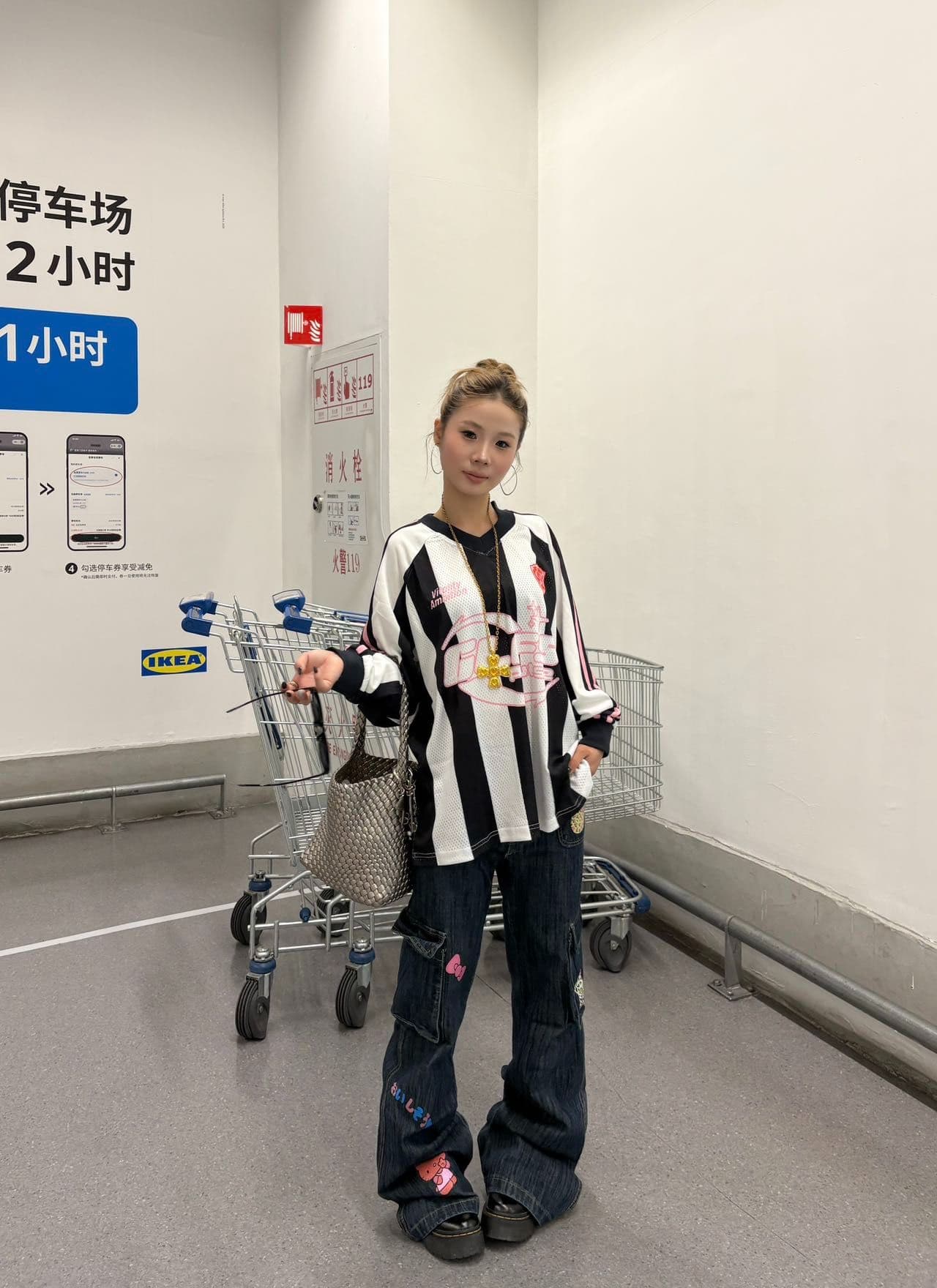 원본 솜씨 원본 저지 원단 아메리칸 높음 거리 메쉬 프린트 긴팔 티셔츠 남녀 커플 조수 브랜드 가을 상세 이미지 12