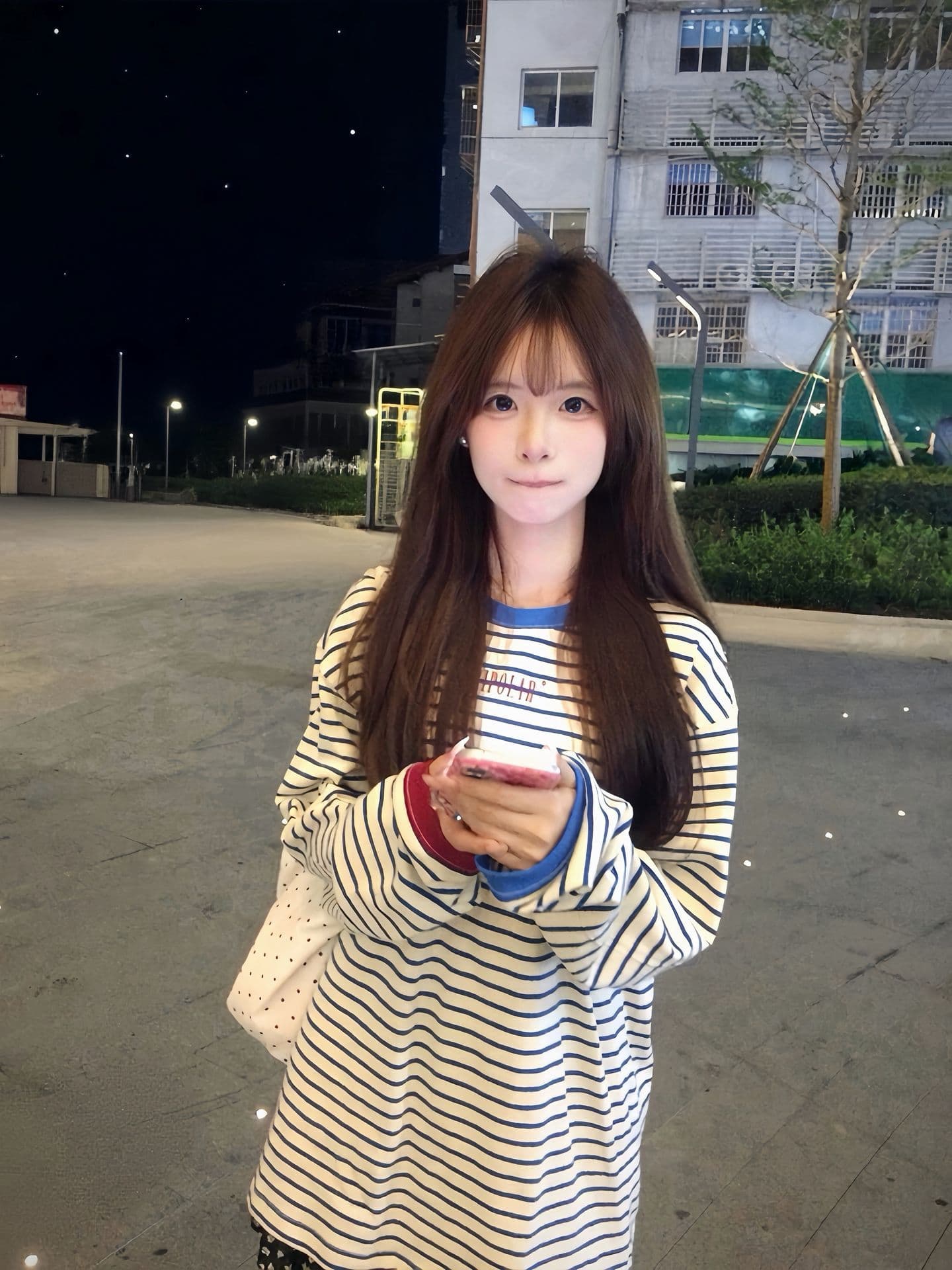 원본 솜씨 전후 프린트 광저우 원본 원단 긴팔 티셔츠 여성 이미지 4