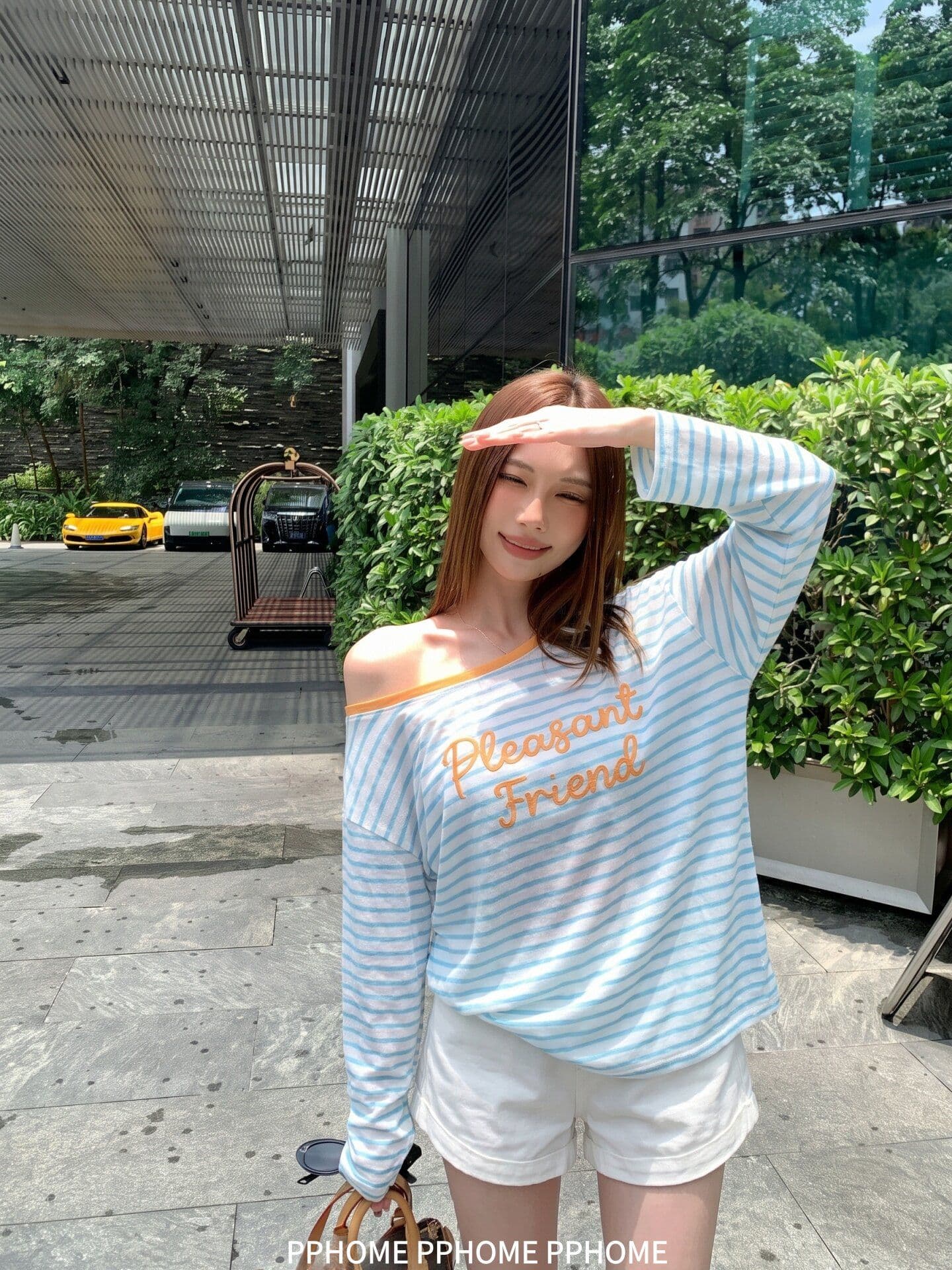 원본 품질 느긋한 수식 한 부서 스트라이프 자수 알파벳 긴팔 티셔츠 가을 슬림해 보이는 맨위 상세 이미지 3