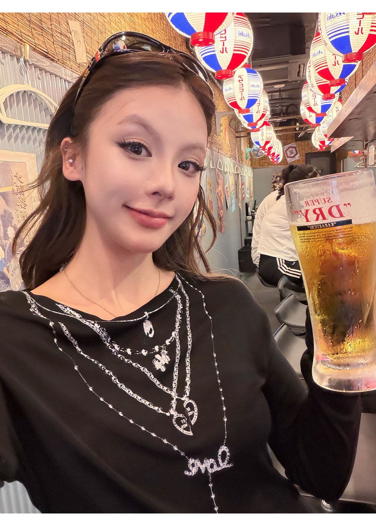260 그램 사람들 면 목걸이 프린트 기초 라운드 넥 긍정적 인 어깨 몸매 가꾸기 작은 키 가을 로드 중 기본 셔츠 긴팔 티셔츠 여성 상세 이미지 19