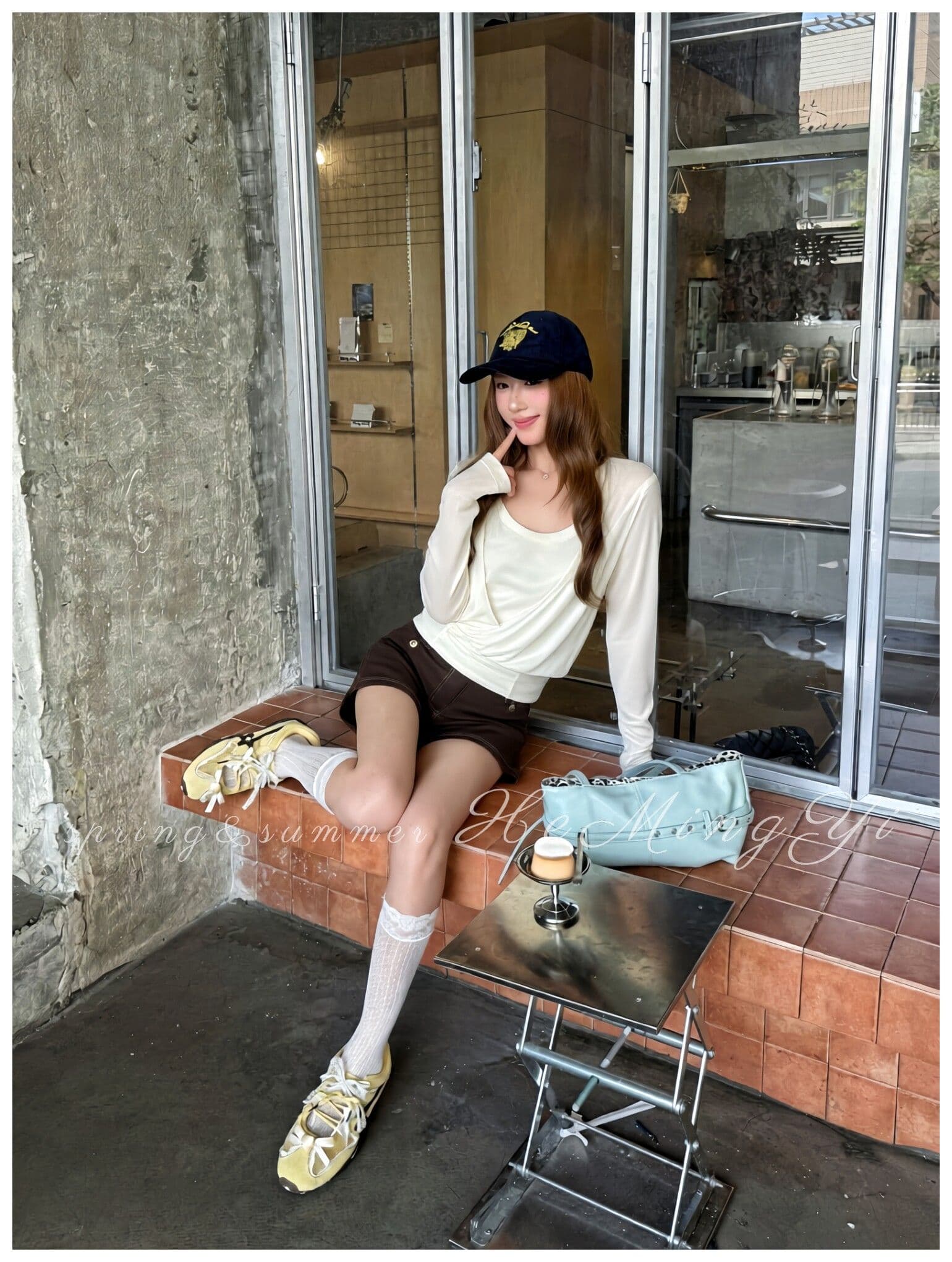 한 부서 순수한 욕망 바람 슬립 블라우스 두 조각 여성 세트 대 라운드 넥 루즈핏 슬림해 보이는 긴팔 자외선 차단 맨위 상세 이미지 13