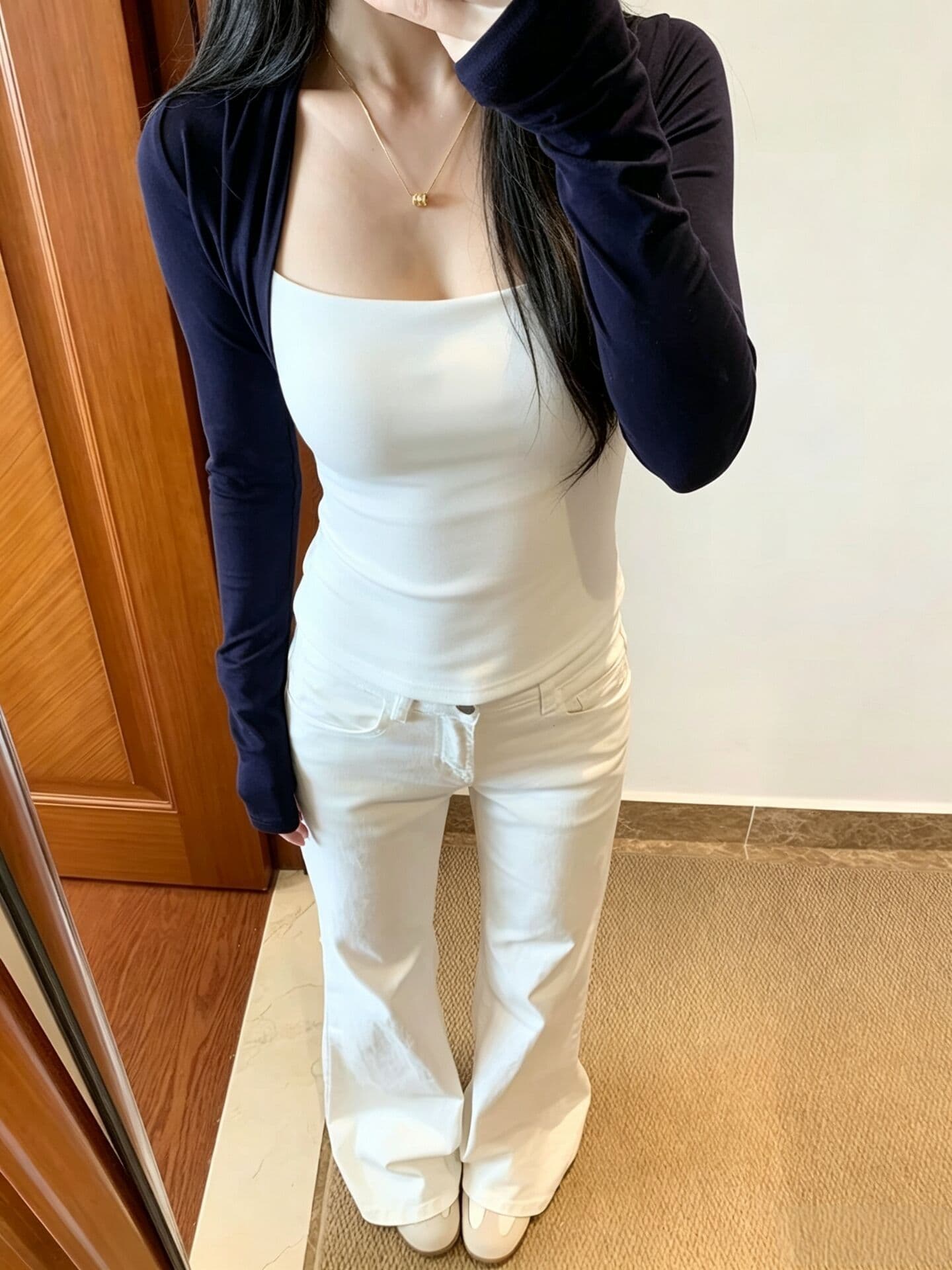 40 면 1 1 오스트리아 세대 서울 220 그램 한 부서 작은 대중 광장 칼라 배색 페이크 레이어드 긴팔 티셔츠 이미지 3