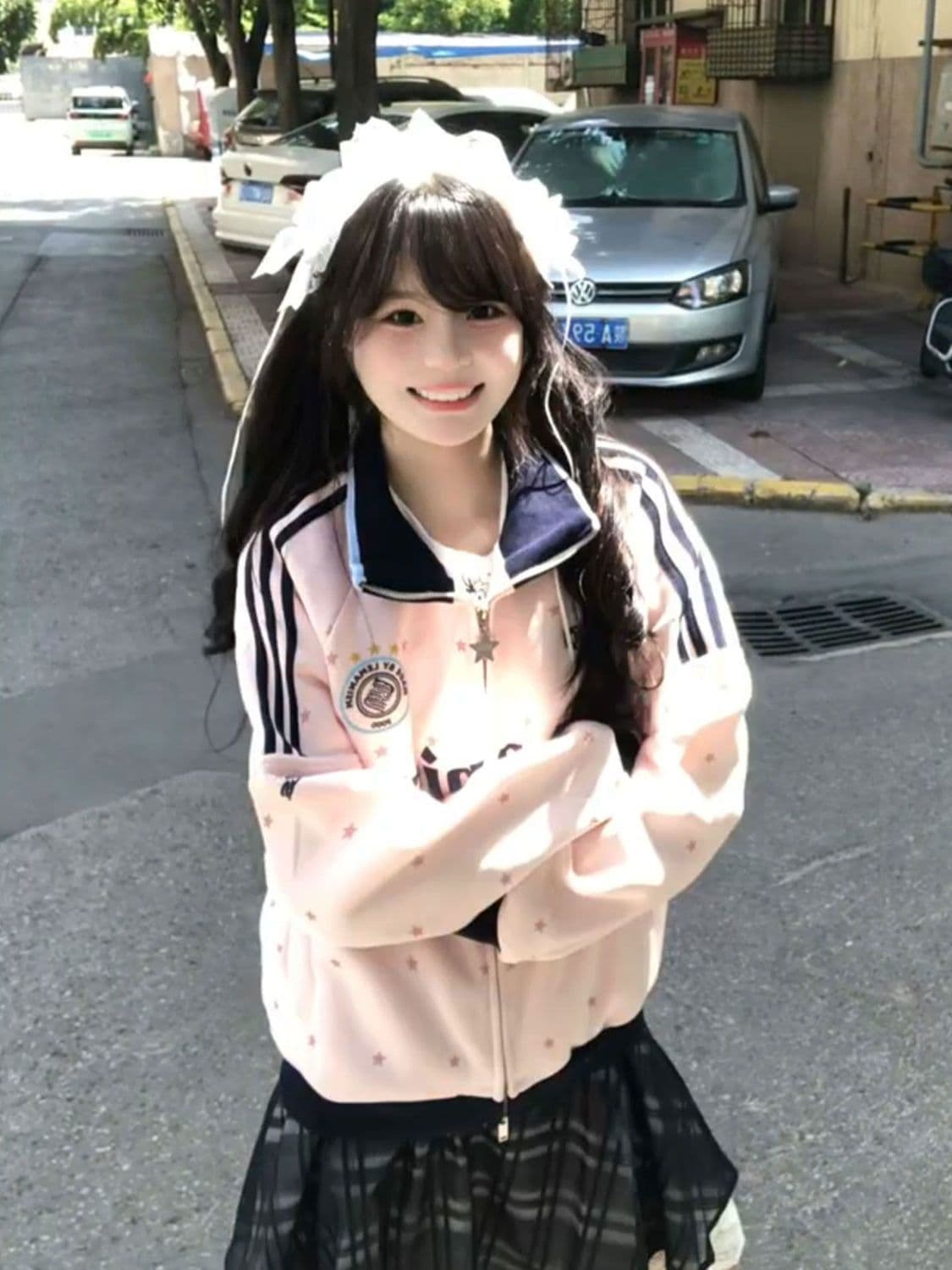 얇은 스타일 원본 압력 라인 원본 지퍼 포밍 프린트 순수한 Mianhua 면 후드티 여성 이미지 4