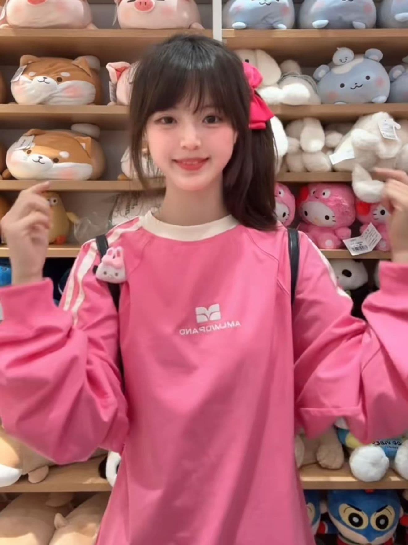 자수 당겨서 리본 19 지점 220 그램 순면 긴팔 티셔츠 여성 상세 이미지 4