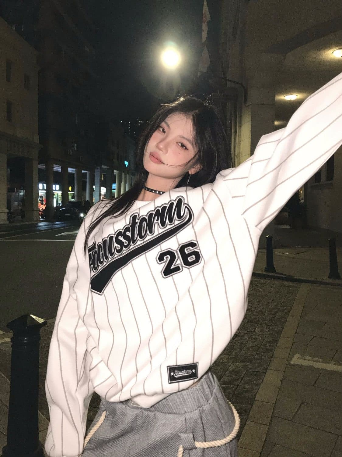 2026 가을 겨울 새로운 루즈핏 아메리칸 알파벳 프린트 저지 바람 라운드 넥 후드티 긴팔 야구 유니폼 긴팔 트렌드 상세 이미지 7