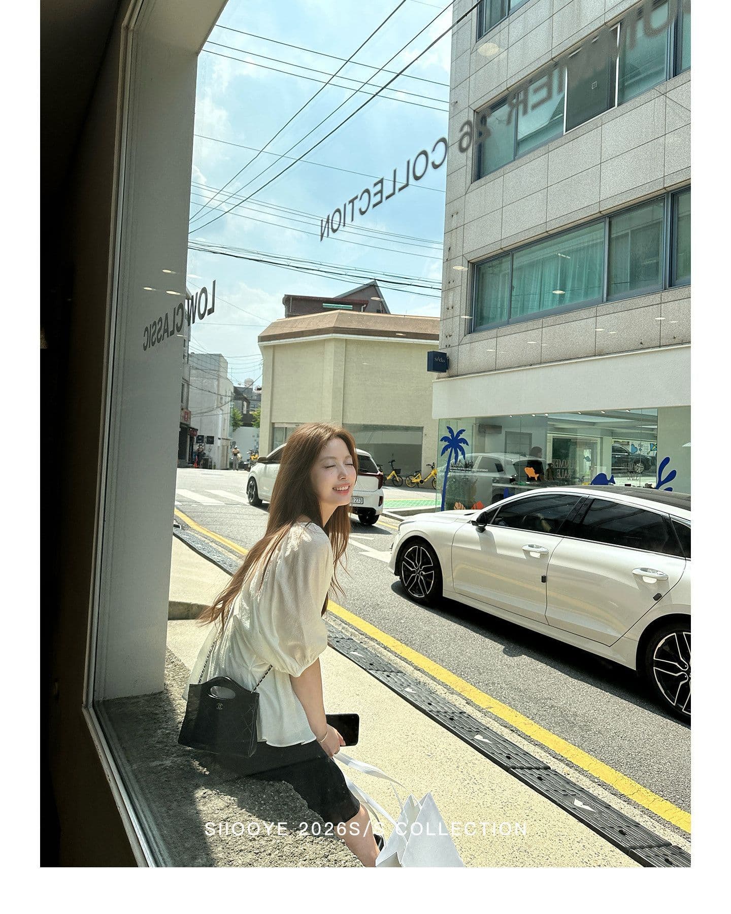 사실 투피스 세트 루즈핏 V넥 여성 셔츠 캐미솔 블라우스 쉬폰 중간 소매 맨위 상세 이미지 23