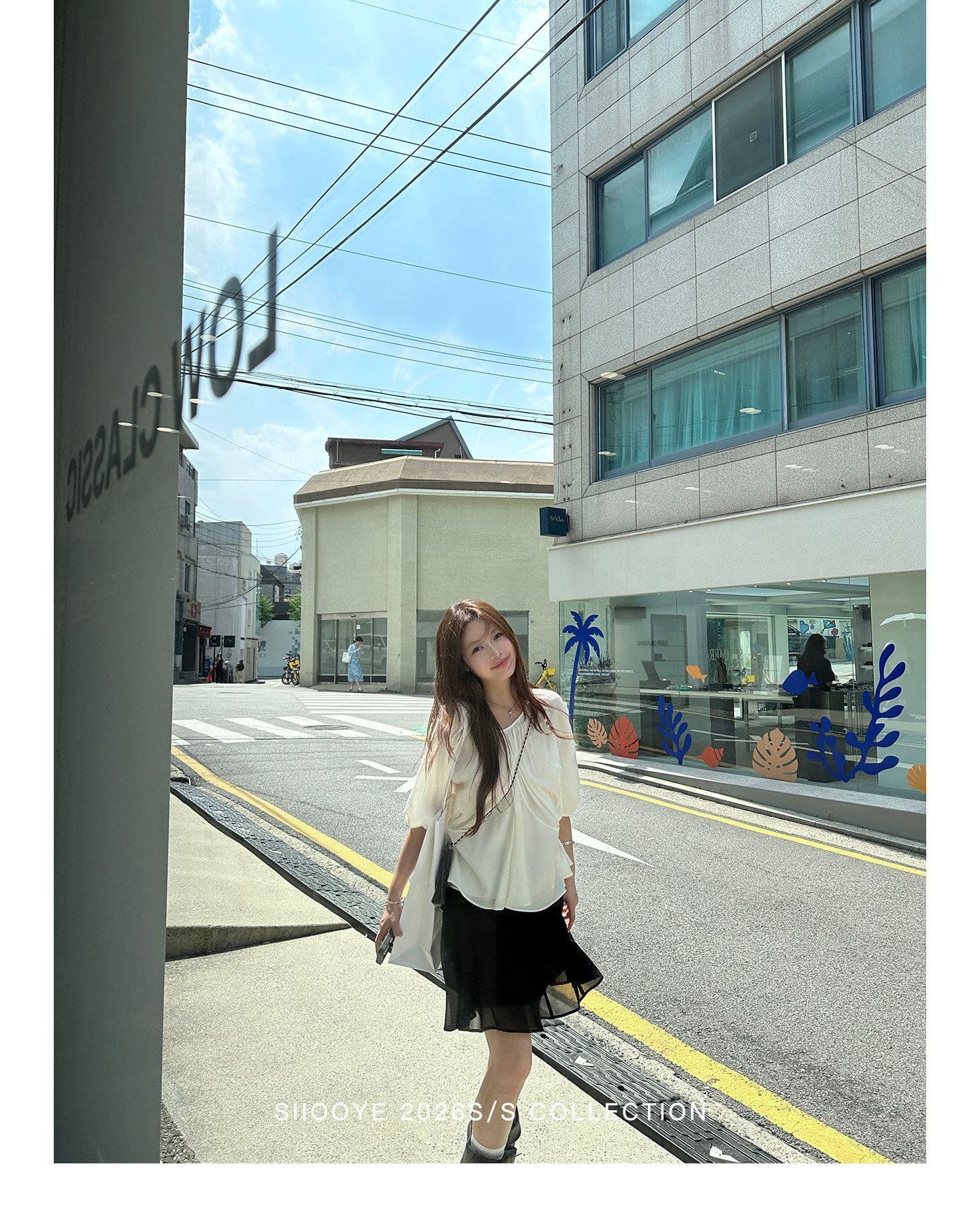 사실 투피스 세트 루즈핏 V넥 여성 셔츠 캐미솔 블라우스 쉬폰 중간 소매 맨위 상세 이미지 26