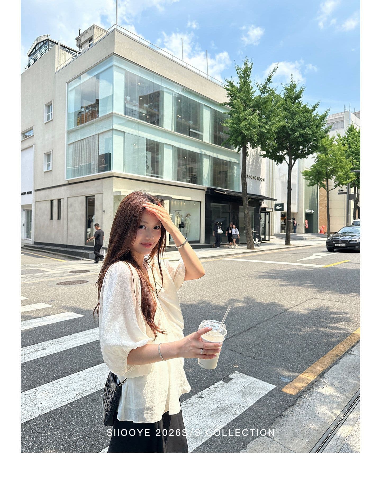 사실 투피스 세트 루즈핏 V넥 여성 셔츠 캐미솔 블라우스 쉬폰 중간 소매 맨위 상세 이미지 31
