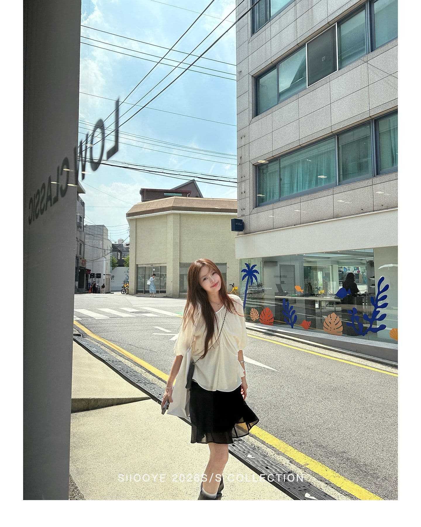 사실 투피스 세트 루즈핏 V넥 여성 셔츠 캐미솔 블라우스 쉬폰 중간 소매 맨위 상세 이미지 33