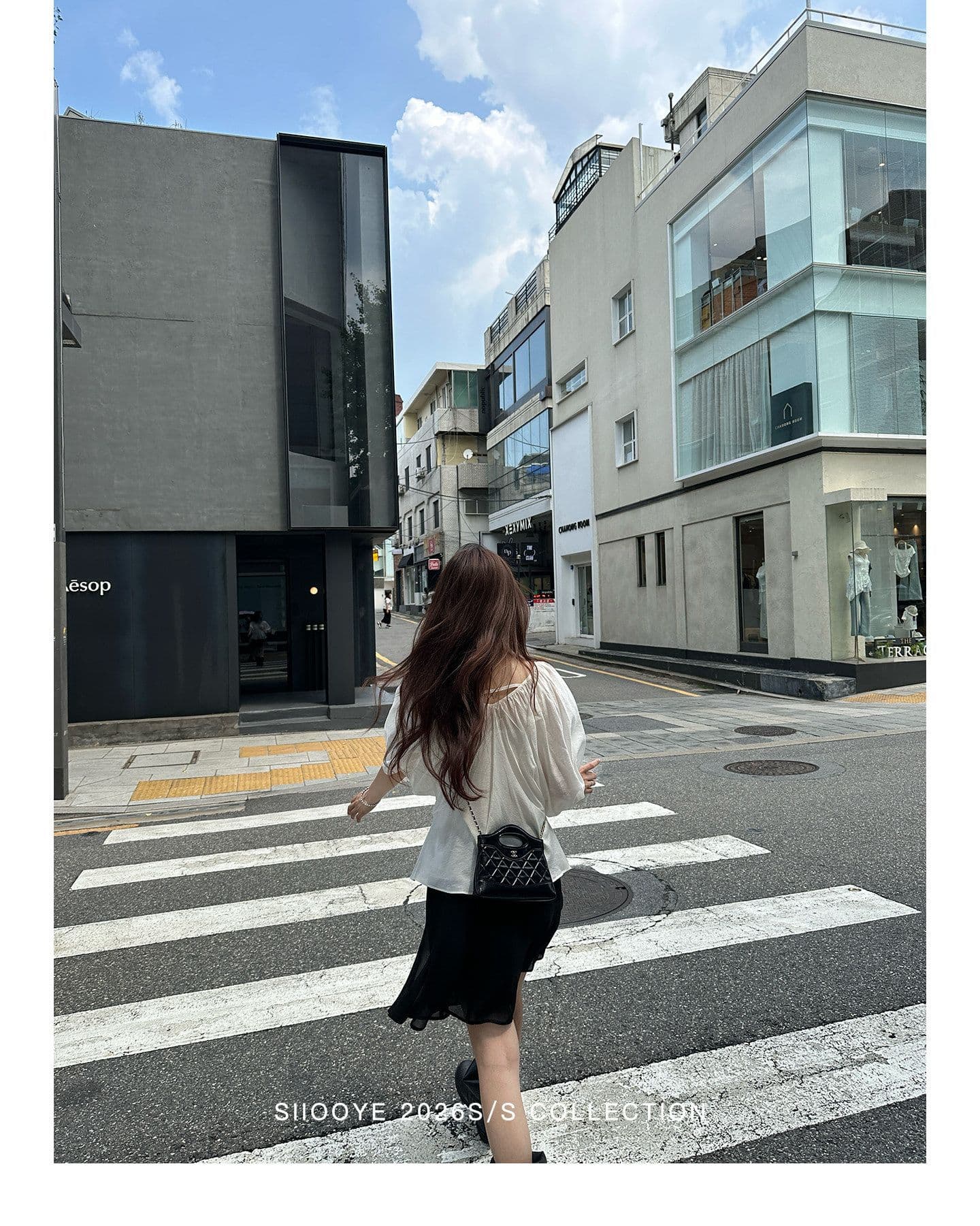 사실 투피스 세트 루즈핏 V넥 여성 셔츠 캐미솔 블라우스 쉬폰 중간 소매 맨위 상세 이미지 34