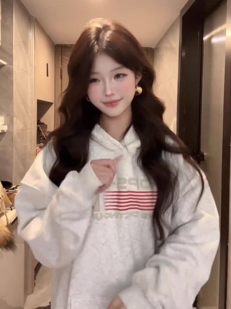 국방 후아 면 복합 우유 실크 알파벳 아메리칸 운동 후드 티 스웨터 여성 가을 겨울 커플 루즈핏 슬림해 보이는 맨위