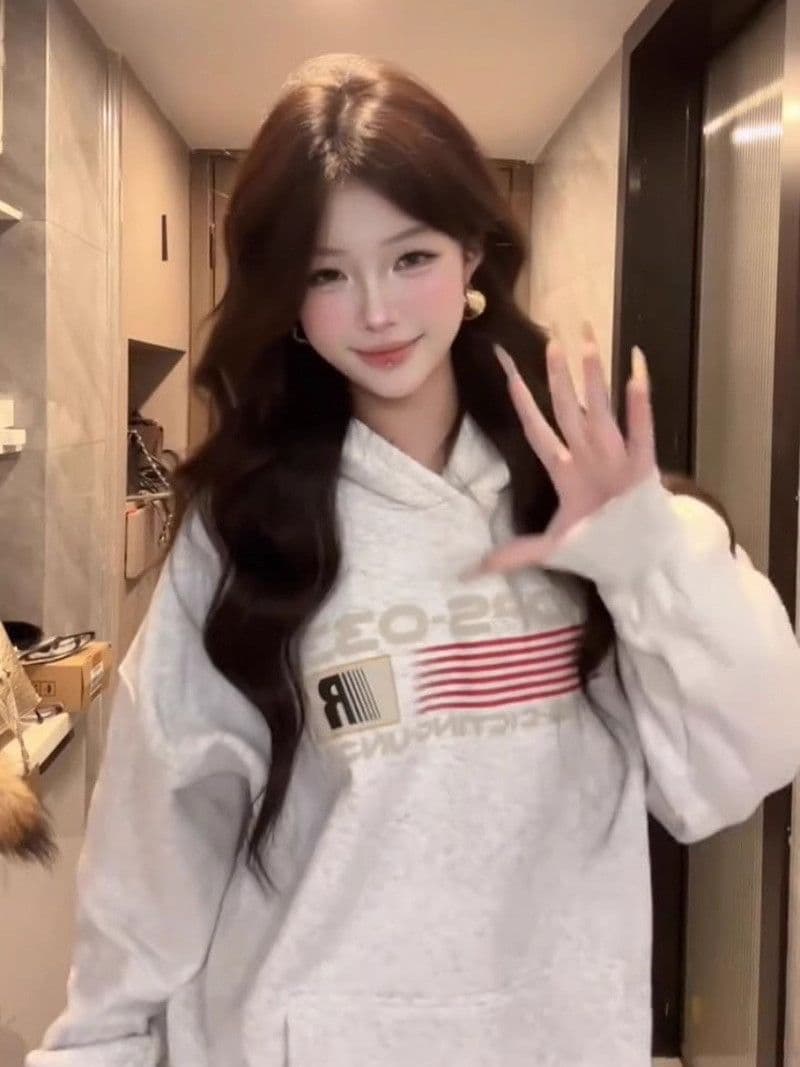 국방 후아 면 복합 우유 실크 알파벳 아메리칸 운동 후드 티 스웨터 여성 가을 겨울 커플 루즈핏 슬림해 보이는 맨위 상세 이미지 4