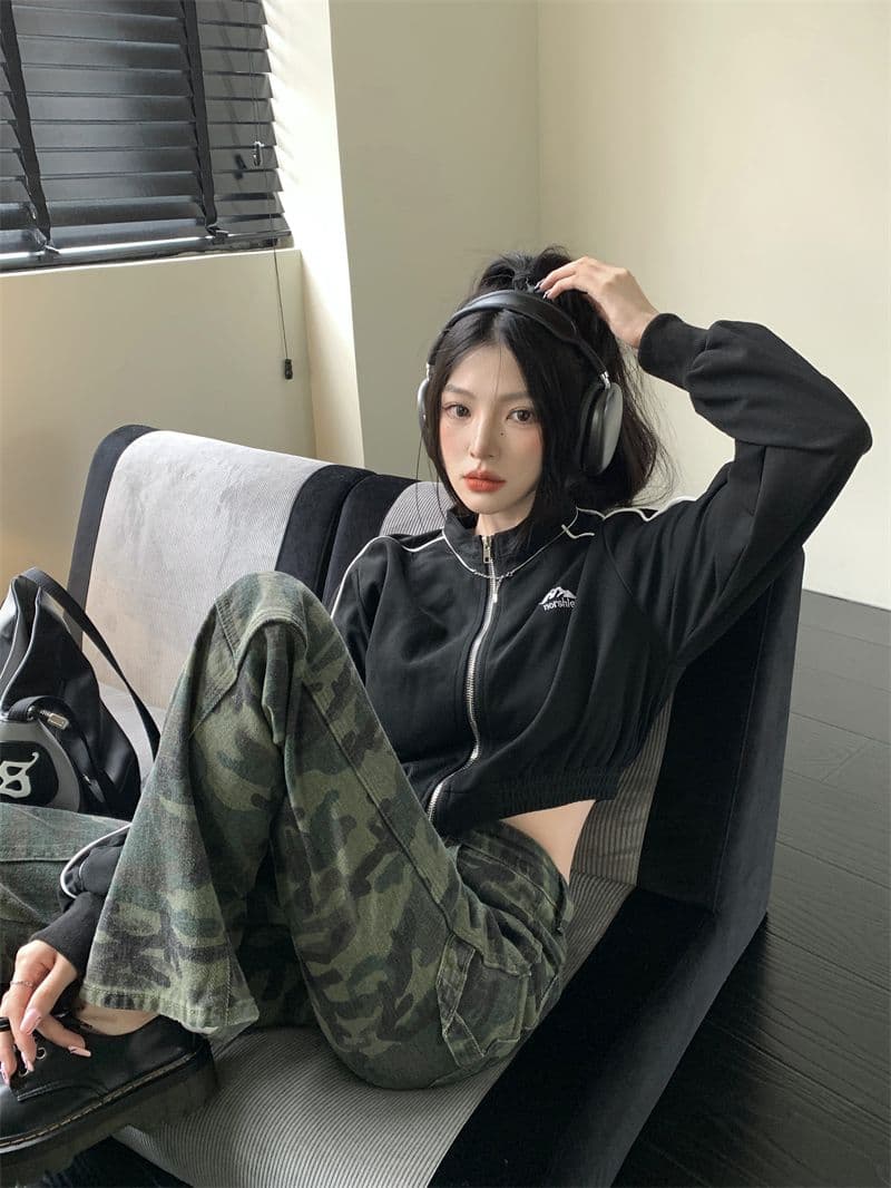 흔들어서 톤 품질 아메리칸 핫걸 얇은 스타일 재킷 가을 루즈핏 슬림해 보이는 레트로 쇼트 스타일 오픈 가디건 맨위 이미지 4