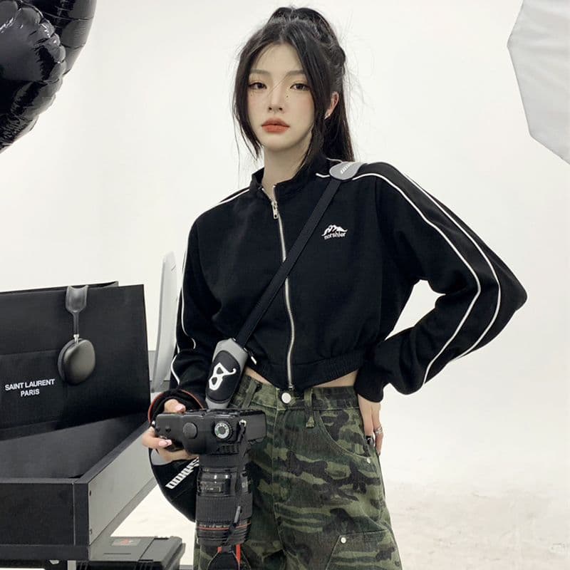 흔들어서 톤 품질 아메리칸 핫걸 얇은 스타일 재킷 가을 루즈핏 슬림해 보이는 레트로 쇼트 스타일 오픈 가디건 맨위 상세 이미지 4