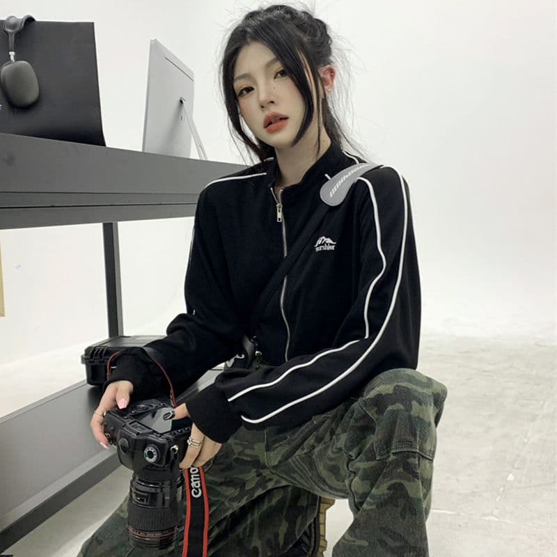흔들어서 톤 품질 아메리칸 핫걸 얇은 스타일 재킷 가을 루즈핏 슬림해 보이는 레트로 쇼트 스타일 오픈 가디건 맨위 상세 이미지 7