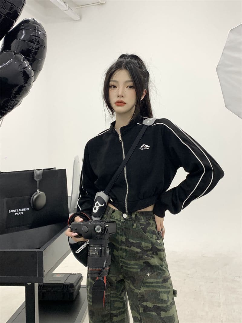흔들어서 톤 품질 아메리칸 핫걸 얇은 스타일 재킷 가을 루즈핏 슬림해 보이는 레트로 쇼트 스타일 오픈 가디건 맨위 상세 이미지 14