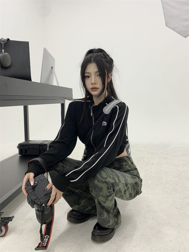 흔들어서 톤 품질 아메리칸 핫걸 얇은 스타일 재킷 가을 루즈핏 슬림해 보이는 레트로 쇼트 스타일 오픈 가디건 맨위 상세 이미지 17