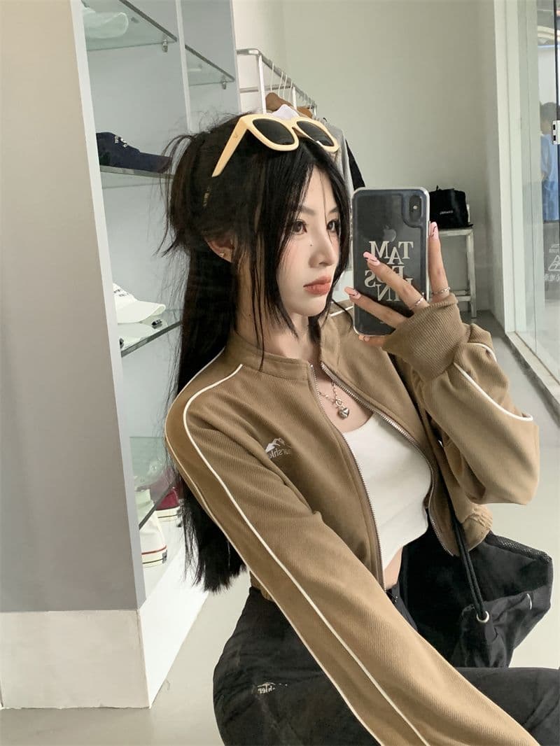 흔들어서 톤 품질 아메리칸 핫걸 얇은 스타일 재킷 가을 루즈핏 슬림해 보이는 레트로 쇼트 스타일 오픈 가디건 맨위 상세 이미지 28