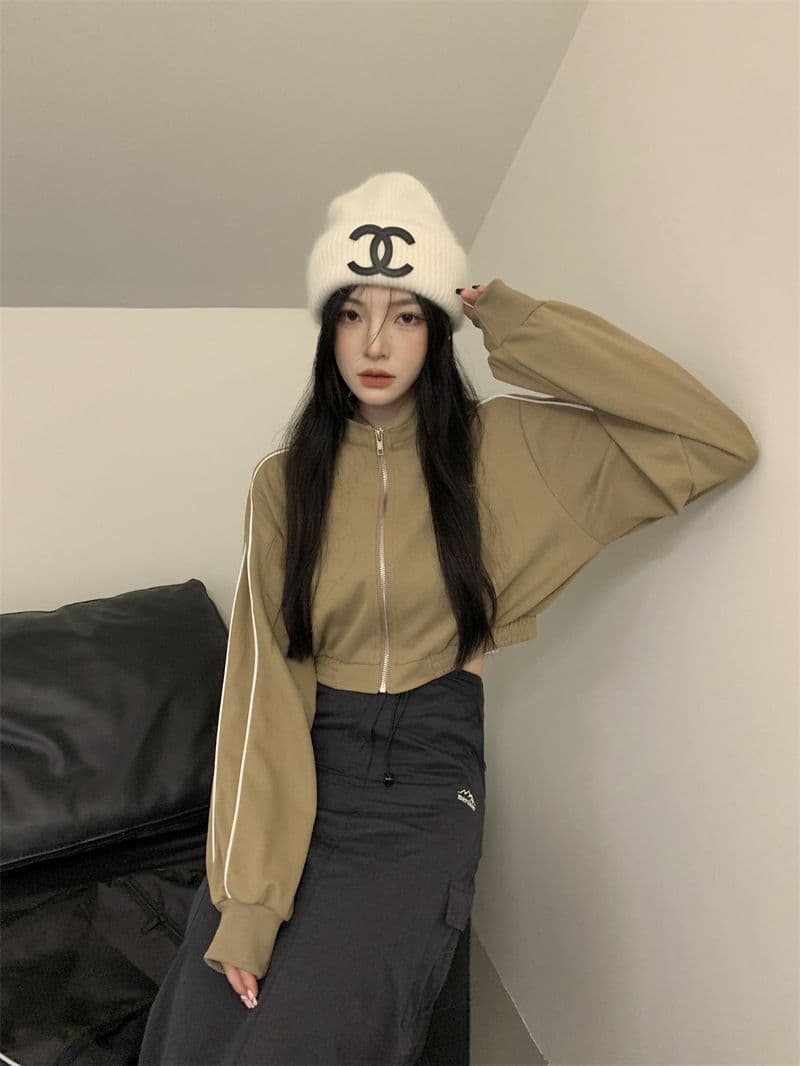 흔들어서 톤 품질 아메리칸 핫걸 얇은 스타일 재킷 가을 루즈핏 슬림해 보이는 레트로 쇼트 스타일 오픈 가디건 맨위 상세 이미지 31