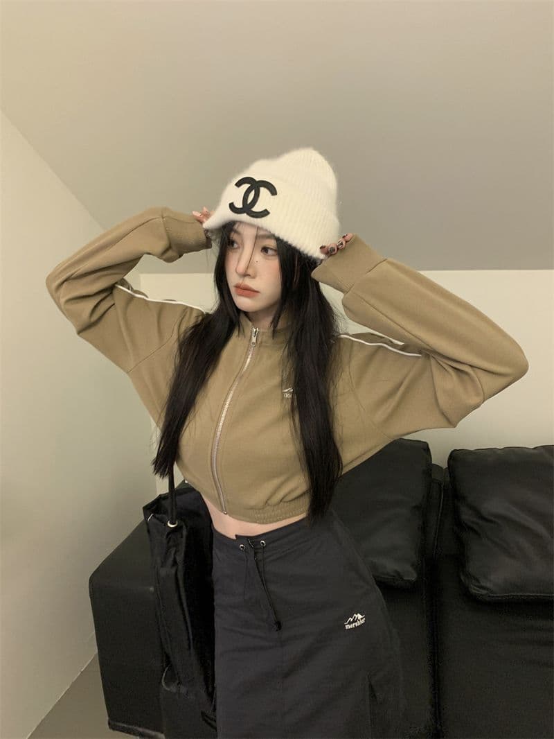 흔들어서 톤 품질 아메리칸 핫걸 얇은 스타일 재킷 가을 루즈핏 슬림해 보이는 레트로 쇼트 스타일 오픈 가디건 맨위 상세 이미지 35