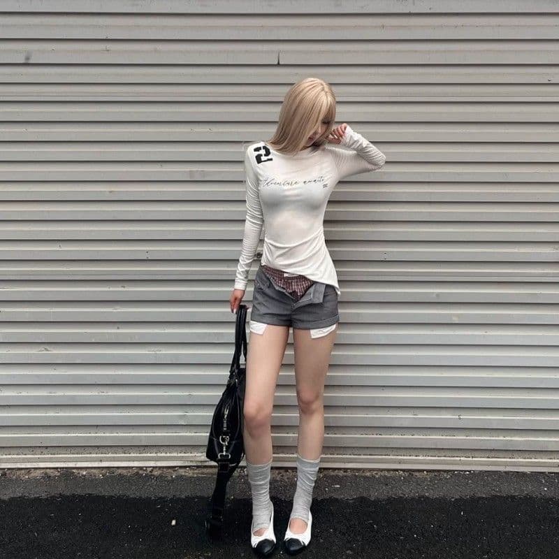 사람들 면 화이트 보트넥 긴팔 티셔츠 이른 가을 핫걸 여성 셔츠 상세 이미지 3
