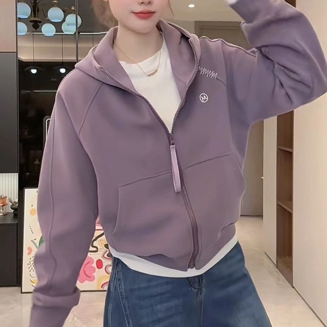 후드 지퍼 오픈 가디건 긴팔 후드티 여성 가을 새로운 한국 스타일 패션 루즈핏 다용도 맨위 재킷 이미지 3