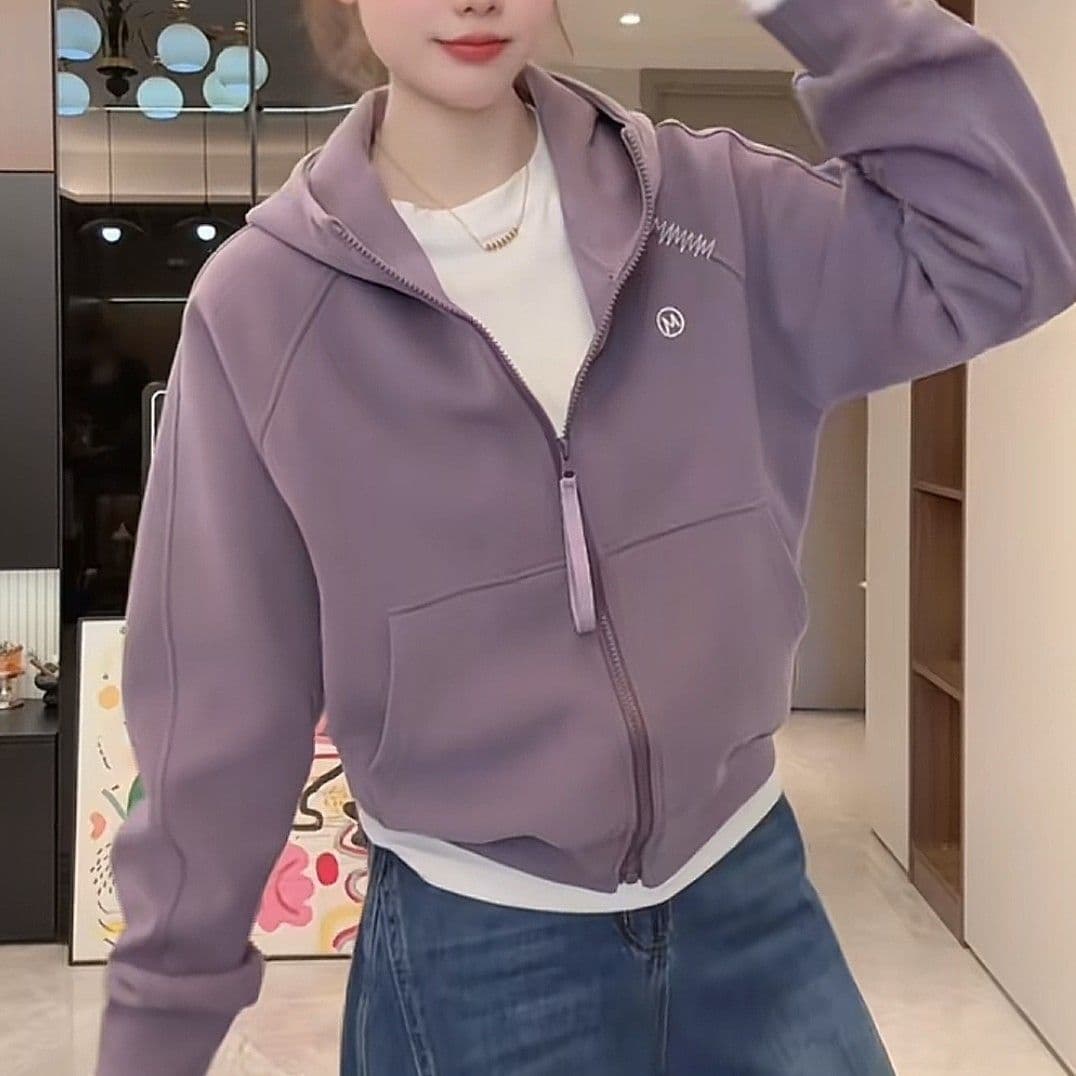 후드 지퍼 오픈 가디건 긴팔 후드티 여성 가을 새로운 한국 스타일 패션 루즈핏 다용도 맨위 재킷 이미지 5