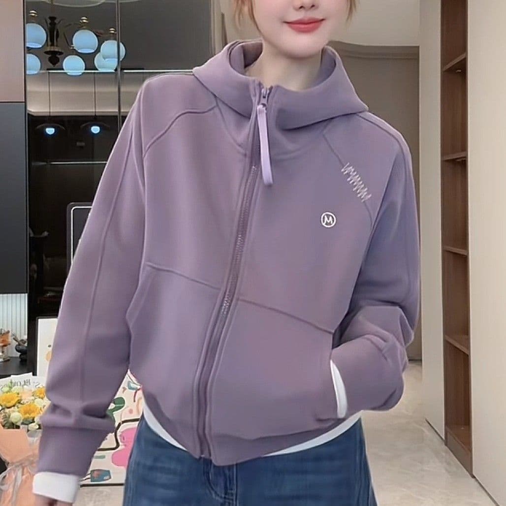 후드 지퍼 오픈 가디건 긴팔 후드티 여성 가을 새로운 한국 스타일 패션 루즈핏 다용도 맨위 재킷 상세 이미지 10