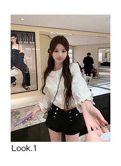원본 원단 프릴 칼라 긴팔 여성 셔츠 조기 가을 루즈핏 셔츠 작은 대중 달콤함 쇼트 스타일 출퇴근 맨위 상세 이미지 2
