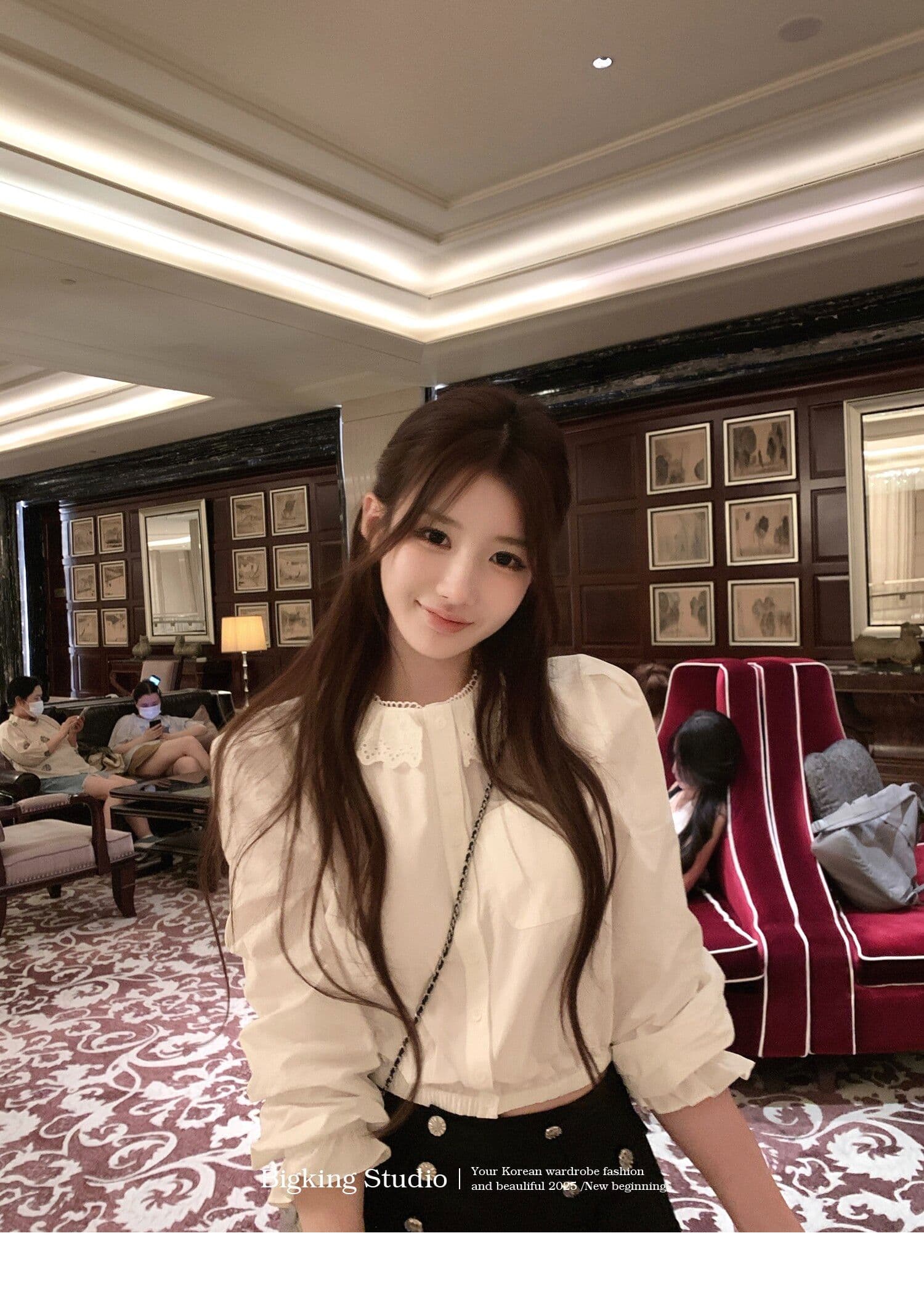 원본 원단 프릴 칼라 긴팔 여성 셔츠 조기 가을 루즈핏 셔츠 작은 대중 달콤함 쇼트 스타일 출퇴근 맨위 상세 이미지 9
