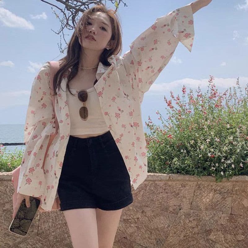 달콤함 얇은 스타일 자외선 차단 여성 셔츠 봄 가을 디자인 센스 작은 대중 셔츠 맨위 에어컨 객실 재킷 이미지 5