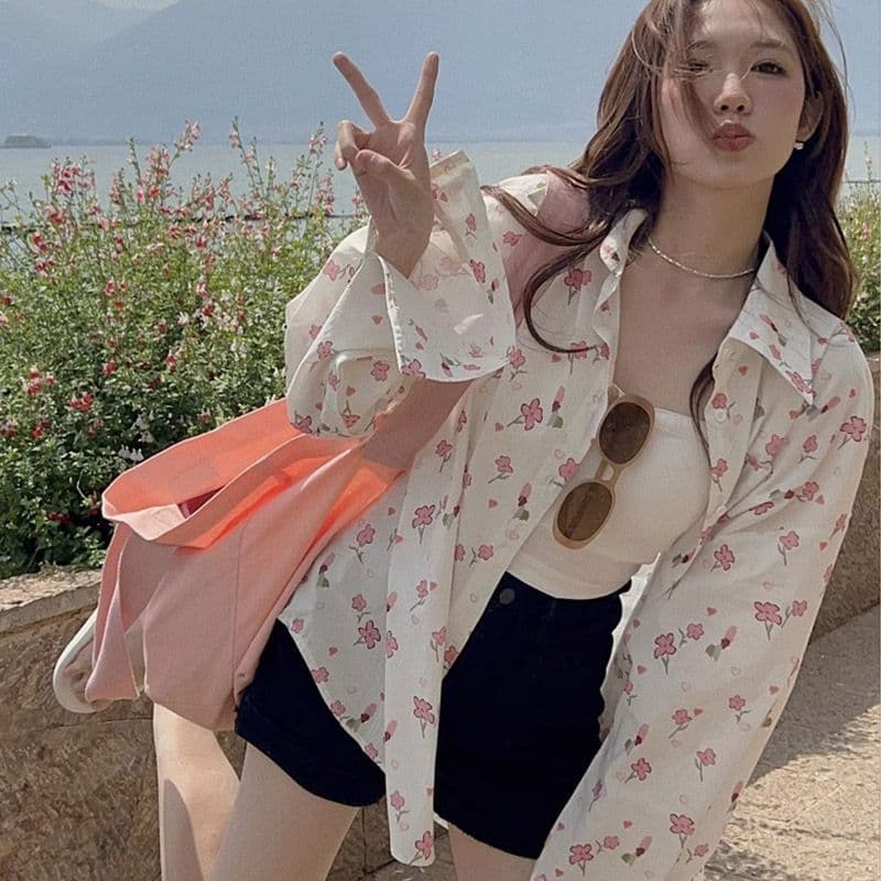달콤함 얇은 스타일 자외선 차단 여성 셔츠 봄 가을 디자인 센스 작은 대중 셔츠 맨위 에어컨 객실 재킷 이미지 4